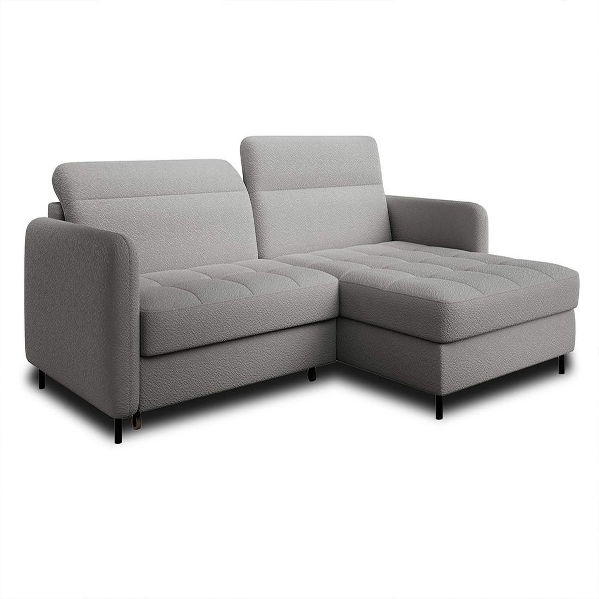 Voir la diapositive 6 : BEST MOBILIER Sagada - canapé d'angle droit 4 places - convertible avec coffre et têtières - en tissu bouclette