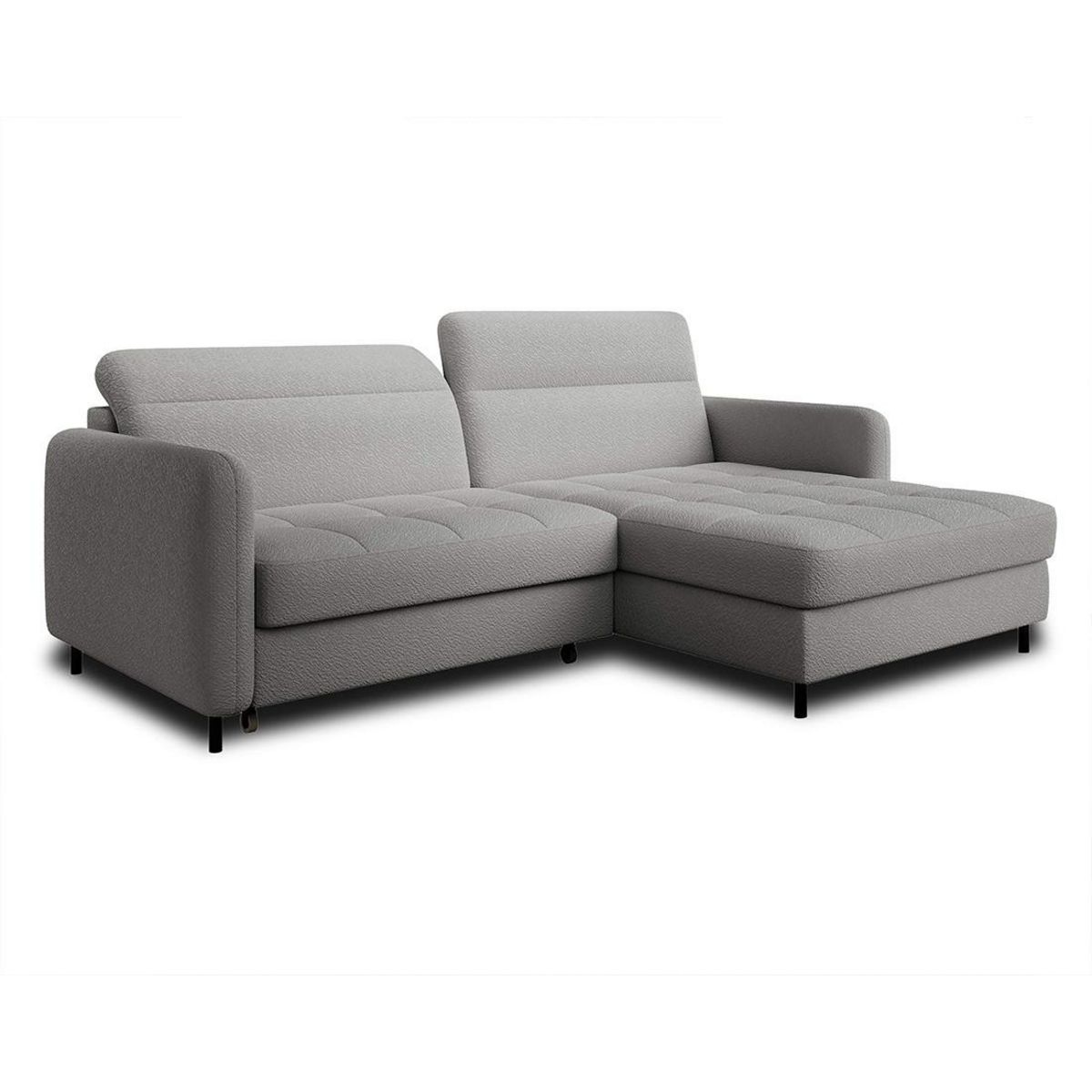 BEST MOBILIER Sagada - canapé d'angle droit 4 places - convertible avec coffre et têtières - en tissu bouclette