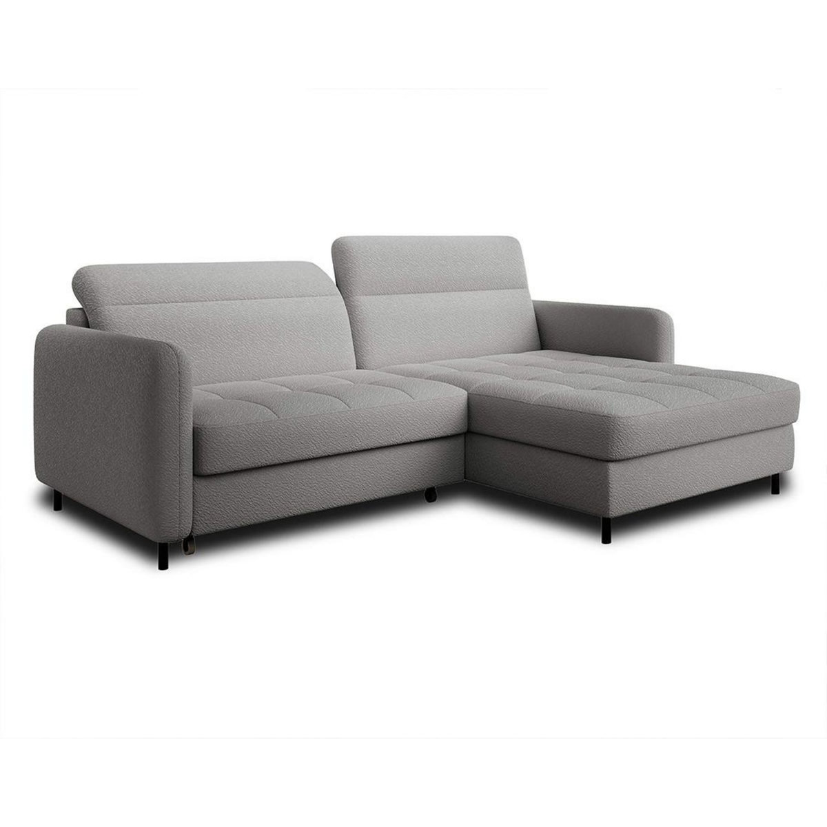 BEST MOBILIER Sagada - canapé d'angle droit 4 places - convertible avec coffre et têtières - en tissu bouclette