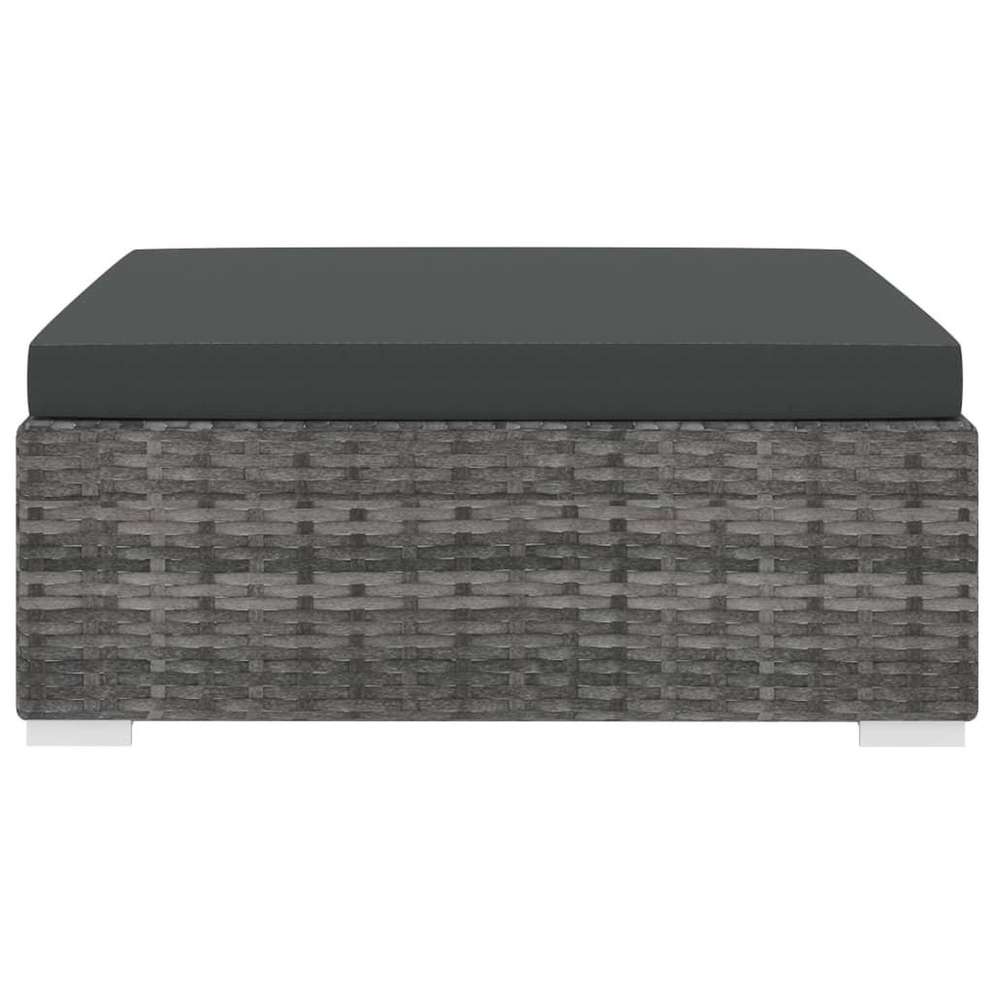 Voir la diapositive 3 : VIDAXL Repose-pied sectionnel 1 pc avec coussin Resine tressee Gris
