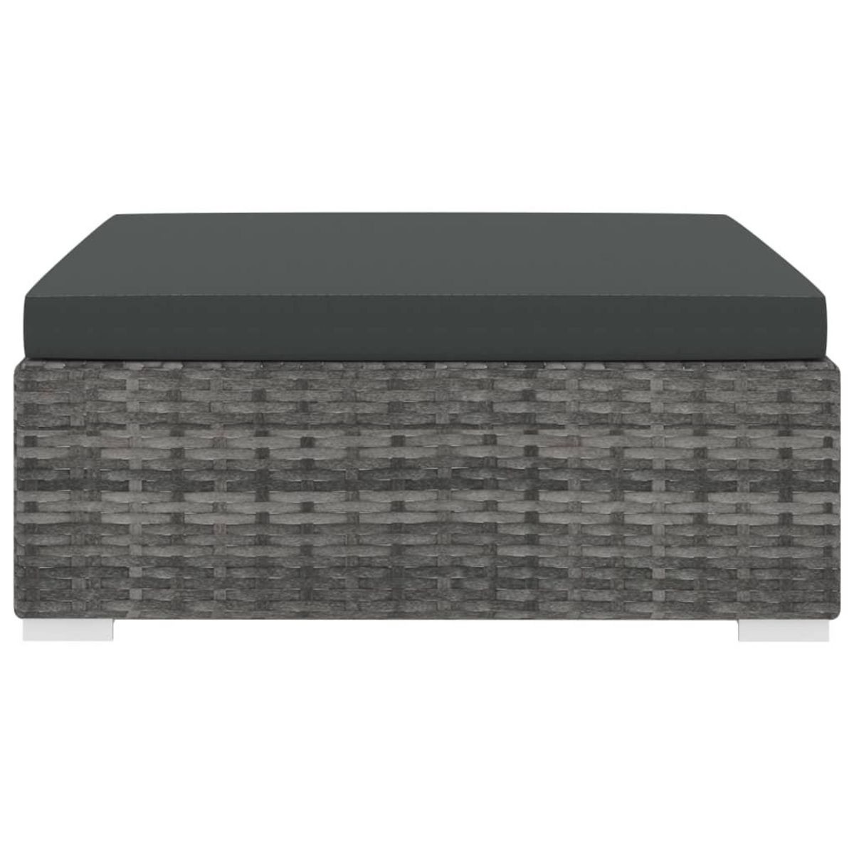 VIDAXL Repose-pied sectionnel 1 pc avec coussin Resine tressee Gris