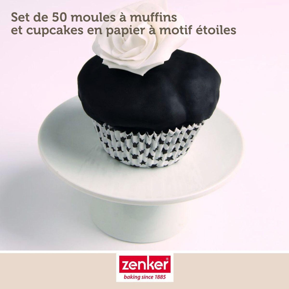 ZENKER Set pâtisserie avec 50 moules à muffins étoiles en papier, 2 bols à mixer, verre mesureur et spatule Zenker