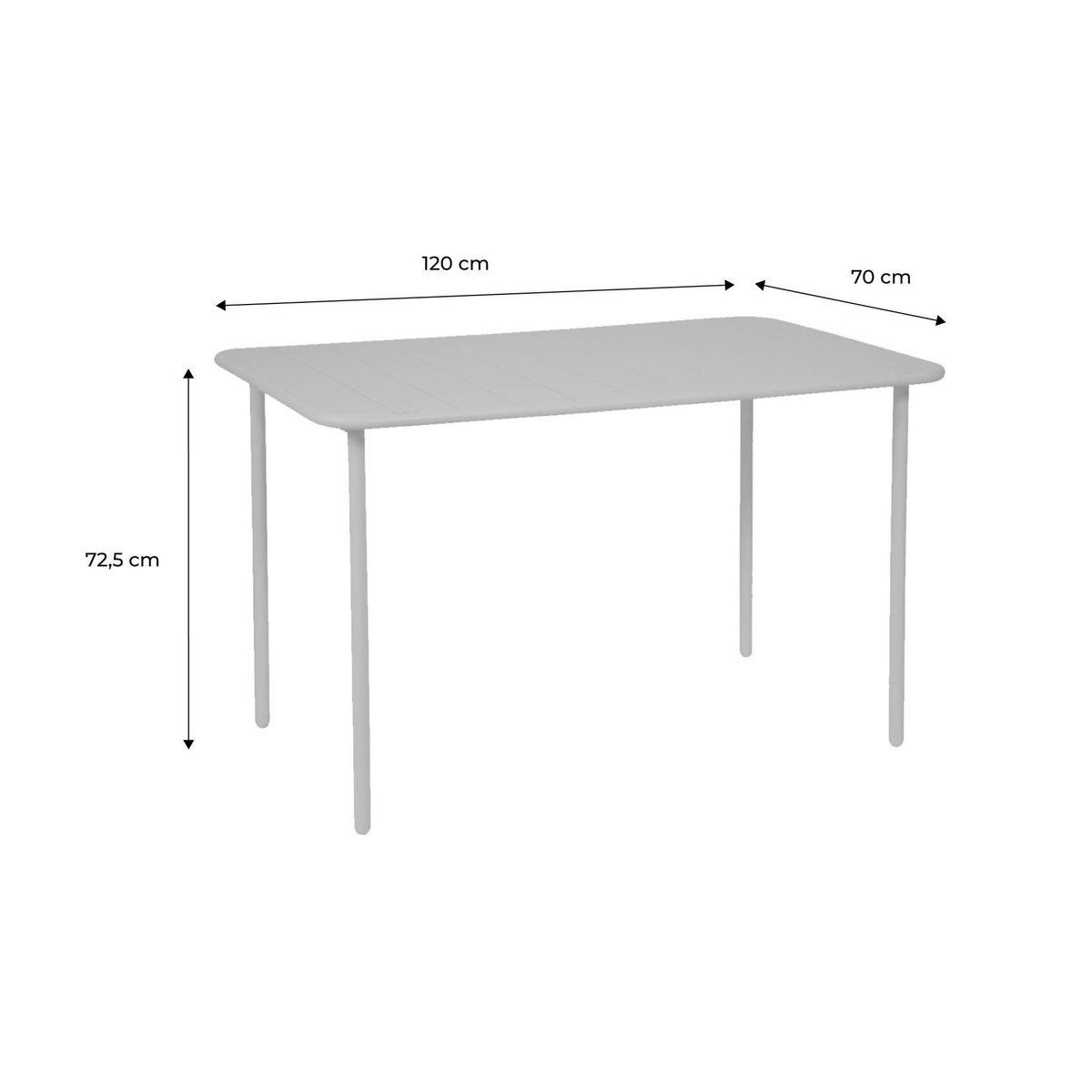 SWEEEK Table de jardin métal 4 places, Amelia L 120 x 70 x 72,5cm