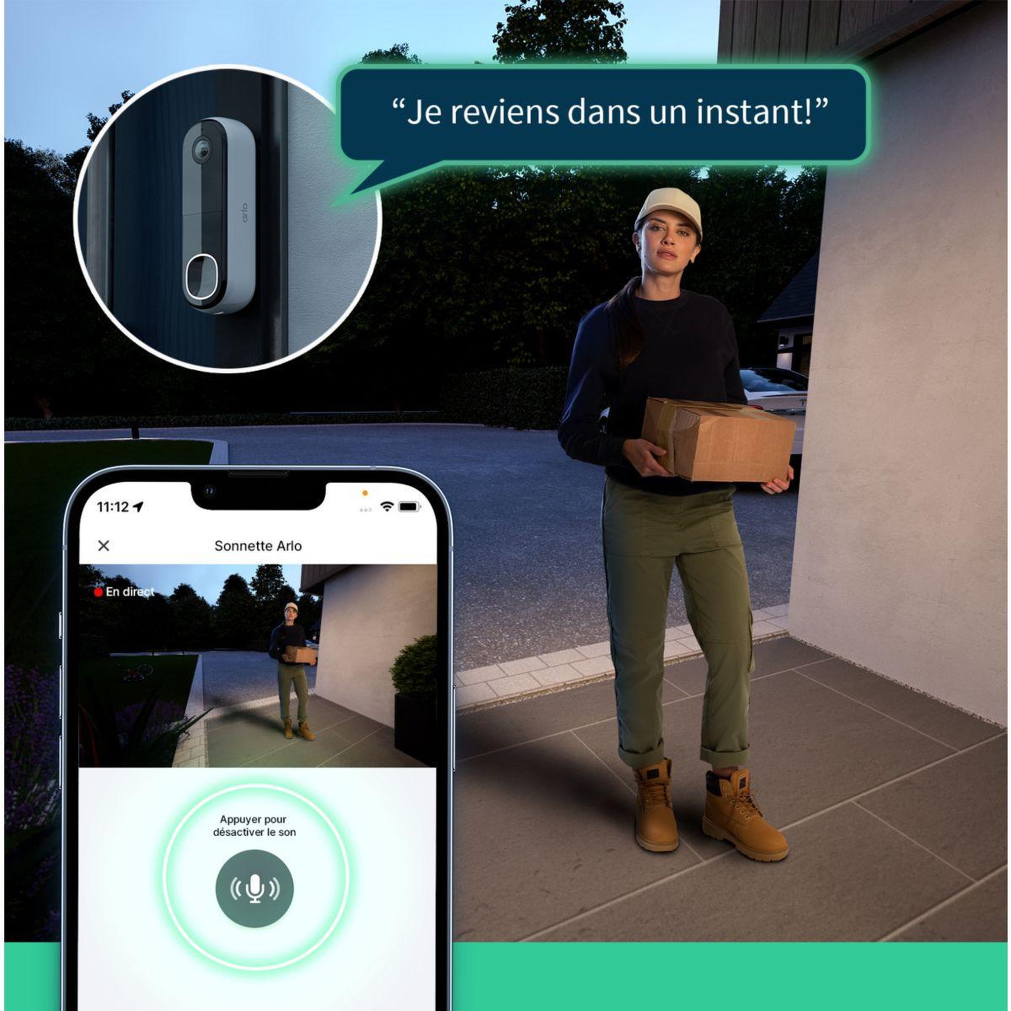 Voir la diapositive 4 : ARLO Sonnette connectée sans fil 2K
