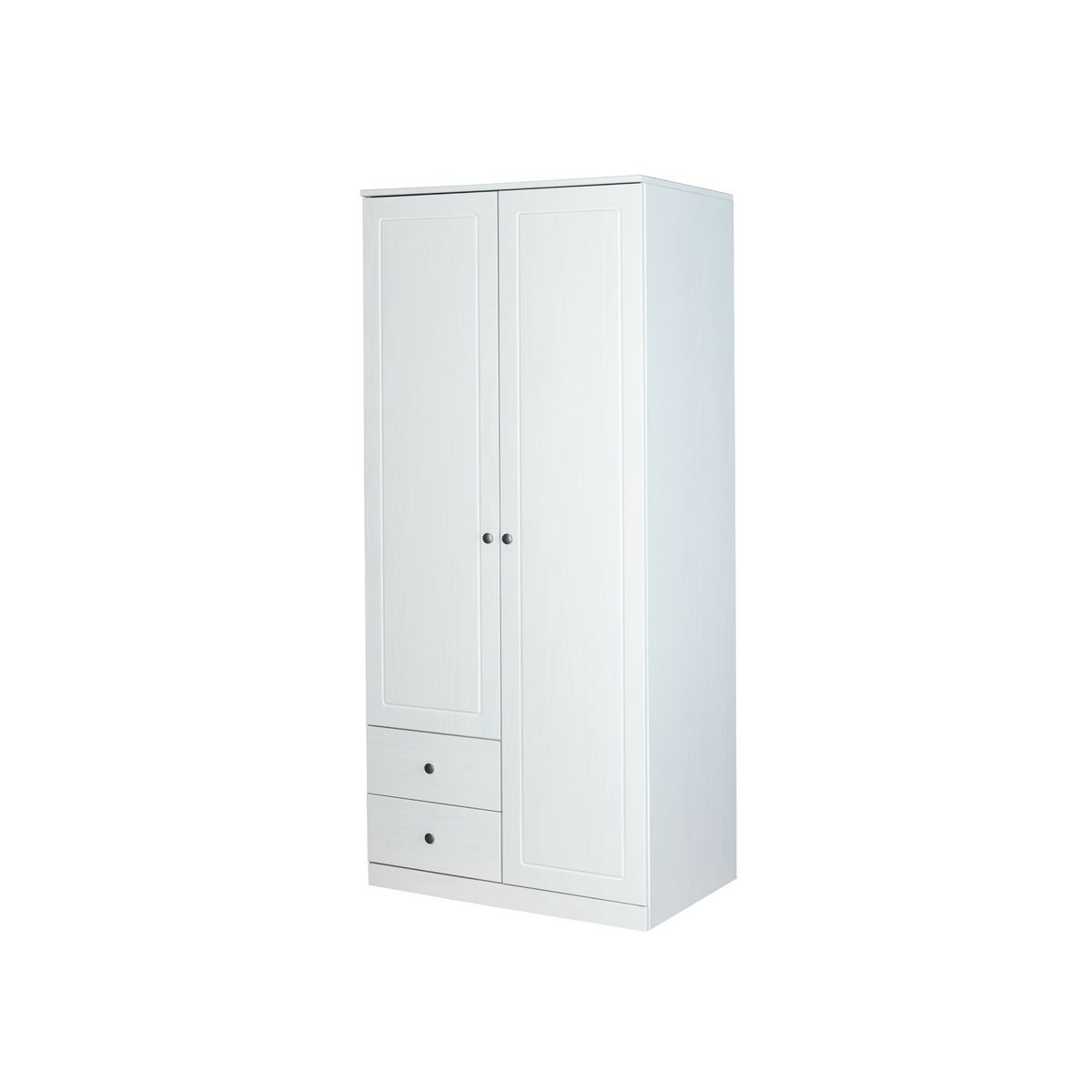Armoire 2 portes en pin massif  2 tiroirs L93cm MARIEKE