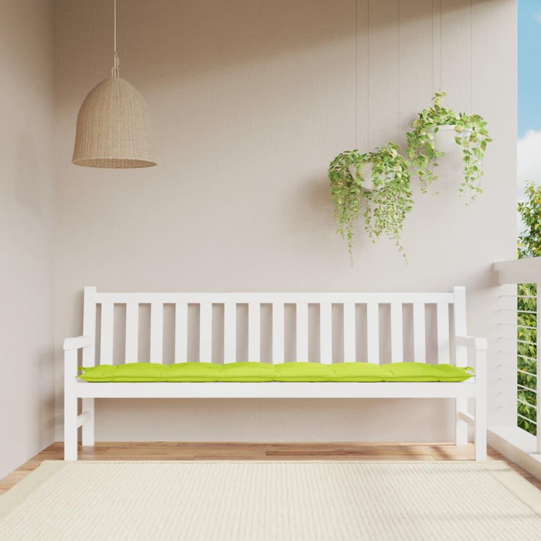 VIDAXL Coussin de banc de jardin vert brillant 200x50x7cm tissu oxford