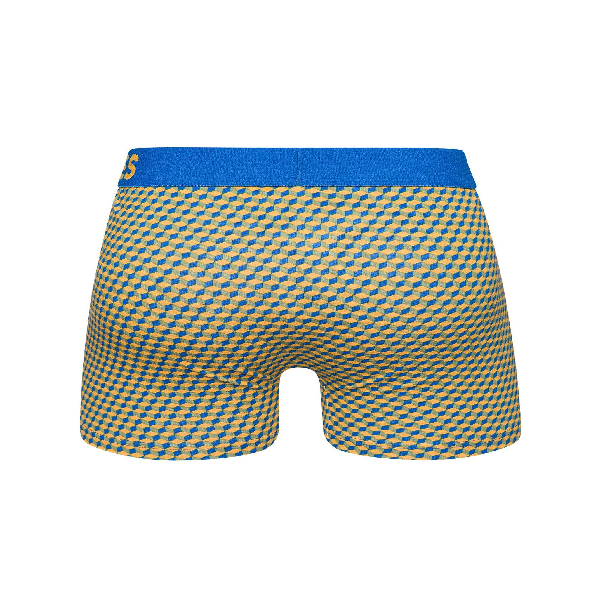 Voir la diapositive 3 : DEDOLES Boxer homme motif jacquard bleu & jaune