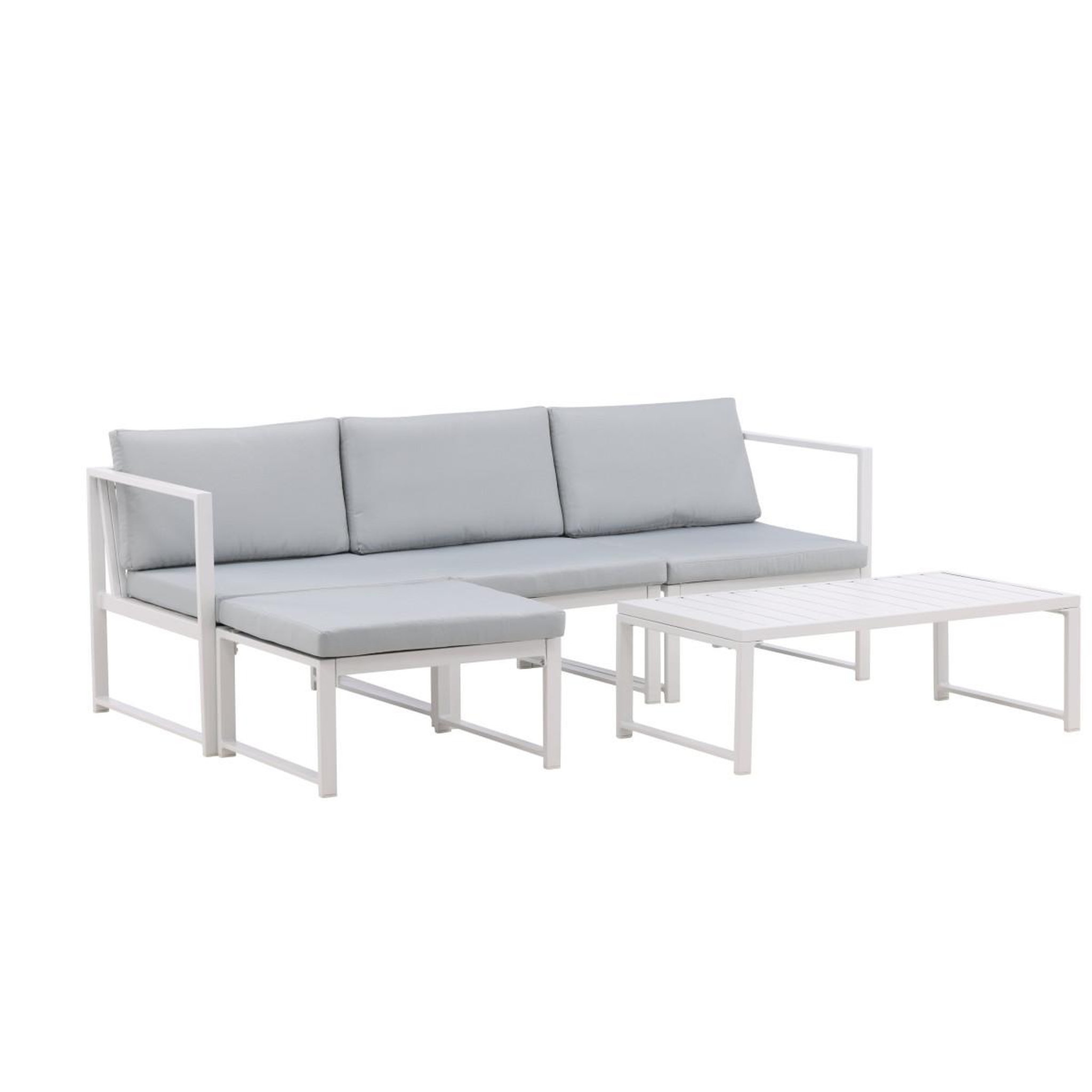 Voir la diapositive 3 : Paris Prix Salon de jardin modulable  salvador  200cm blanc & gris