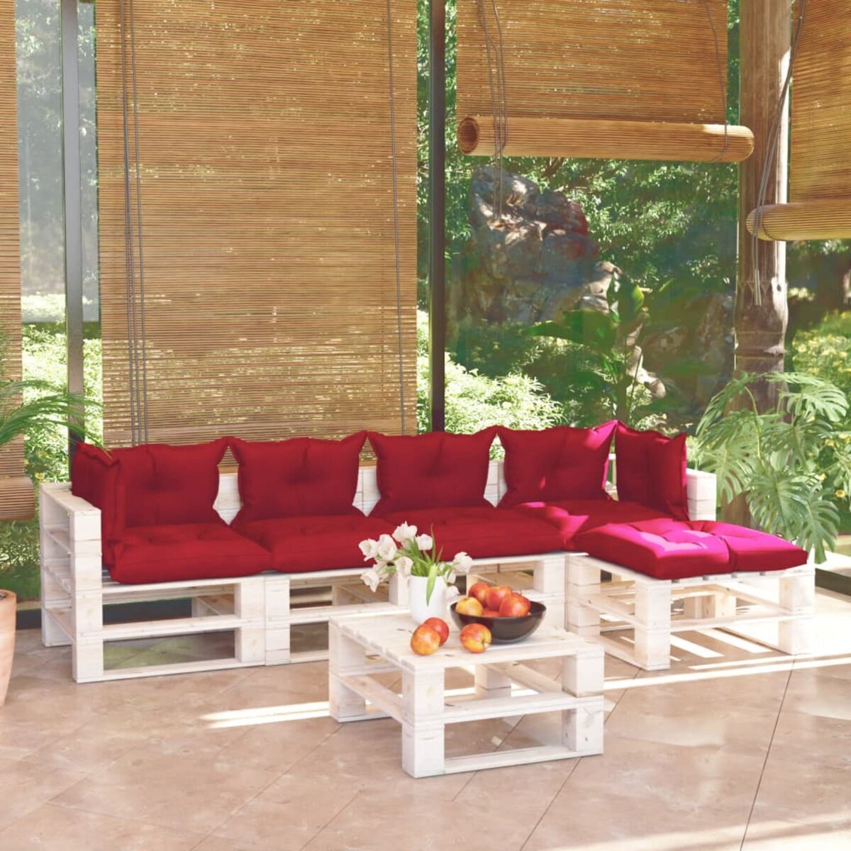 VIDAXL Salon de jardin palette 6 pcs avec coussins Bois de pin