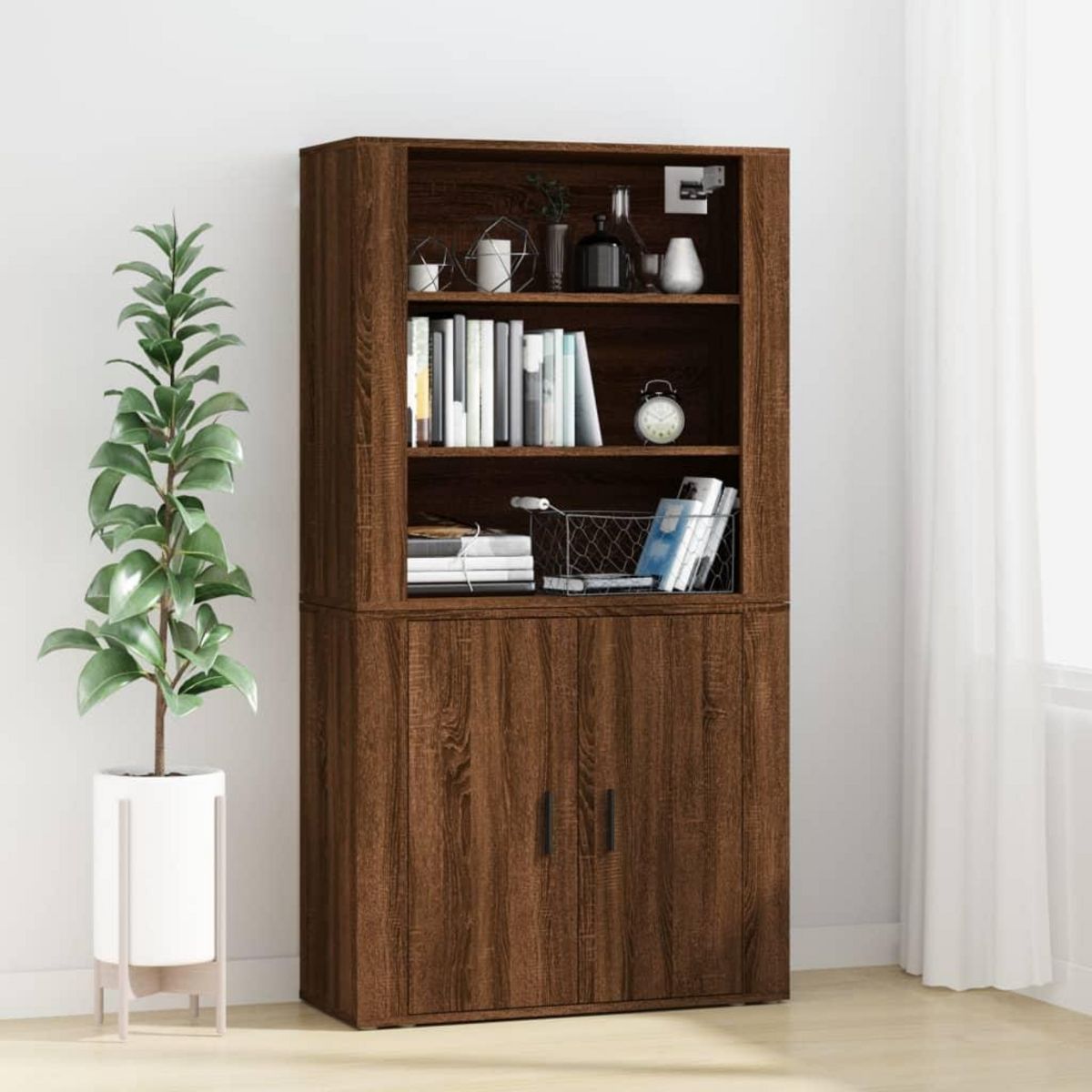 VIDAXL Buffet haut Chene marron Bois d'ingenierie