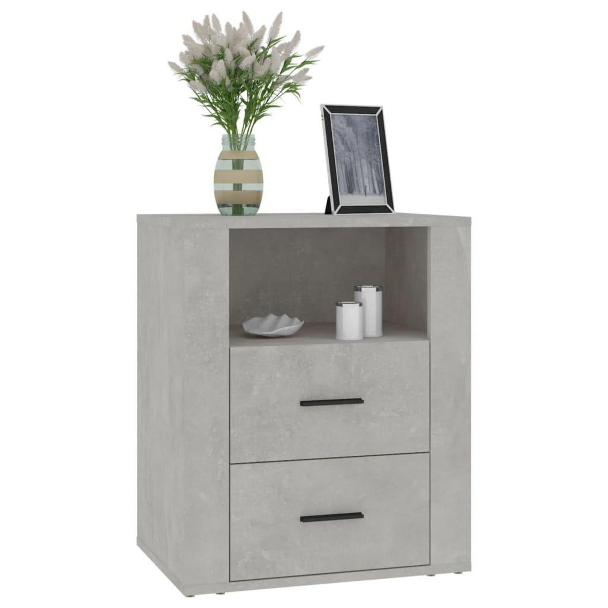 VIDAXL Table de chevet Gris beton 50x36x60 cm Bois d'ingenierie