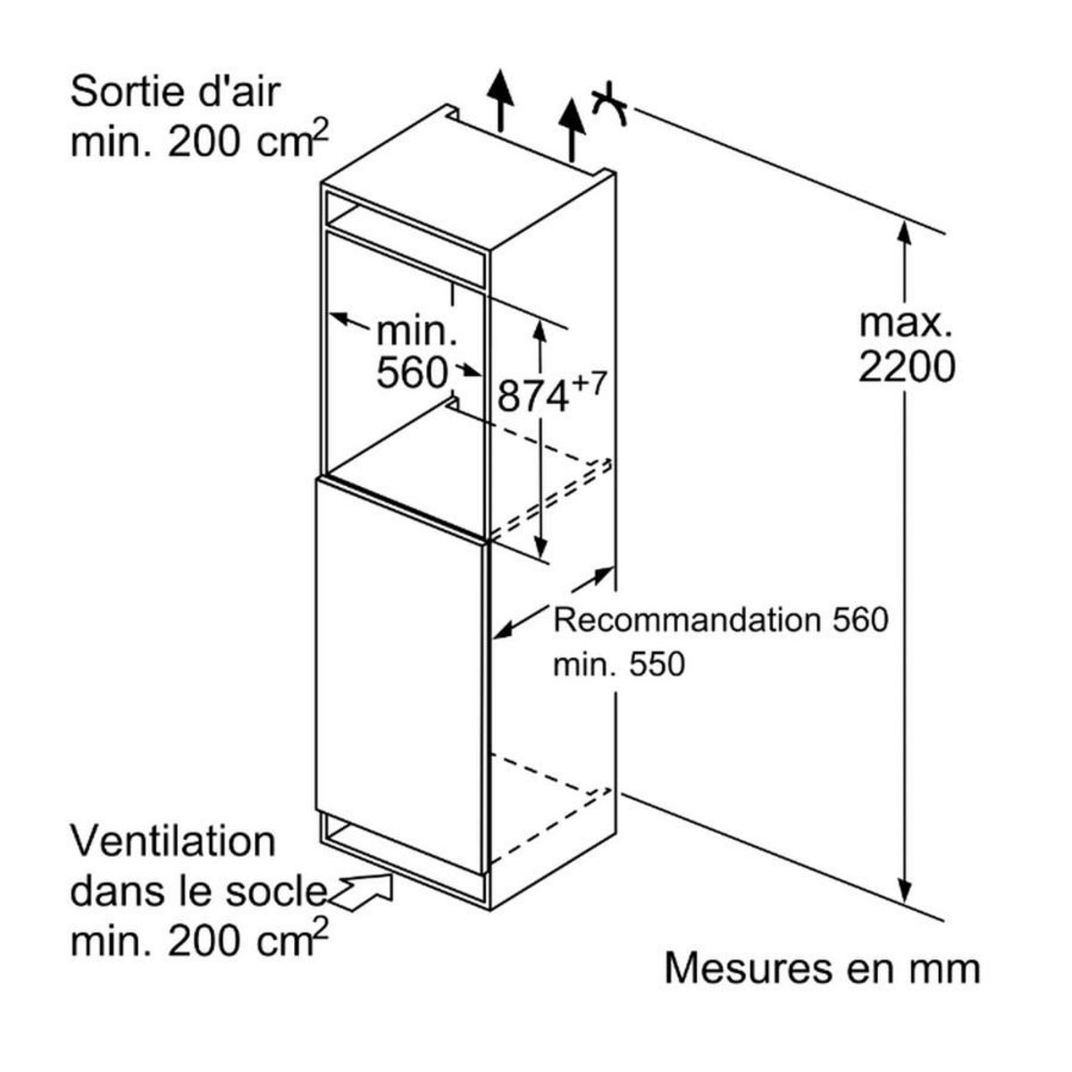 BOSCH Réfrigérateur 1 porte intégrable à glissières 119l - KIL22NSE0