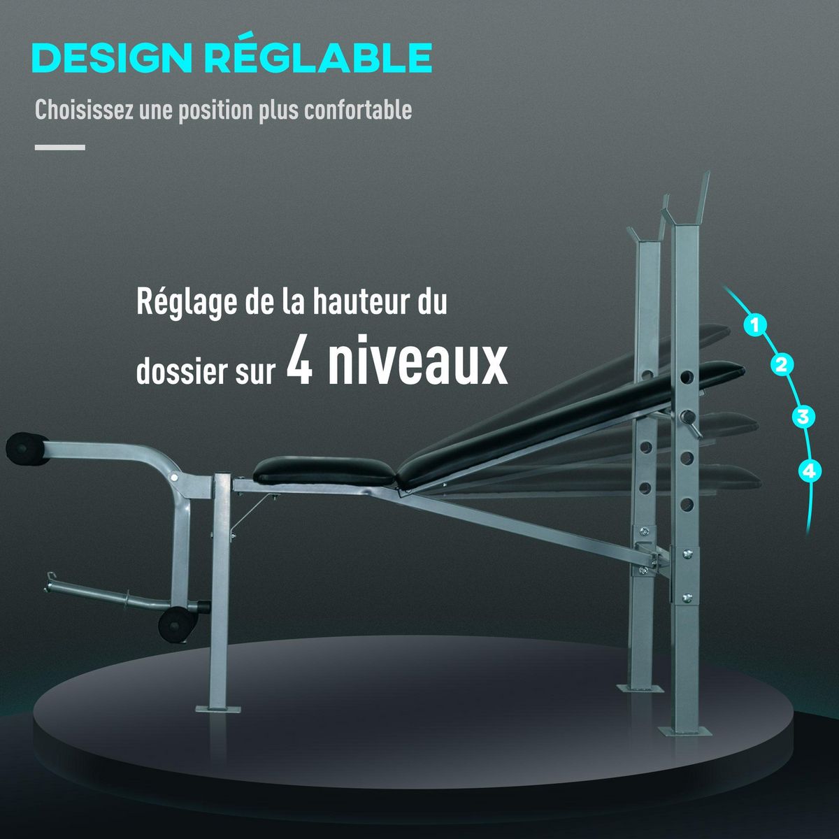 HOMCOM Banc de musculation Fitness entrainement complet dossier réglable curler