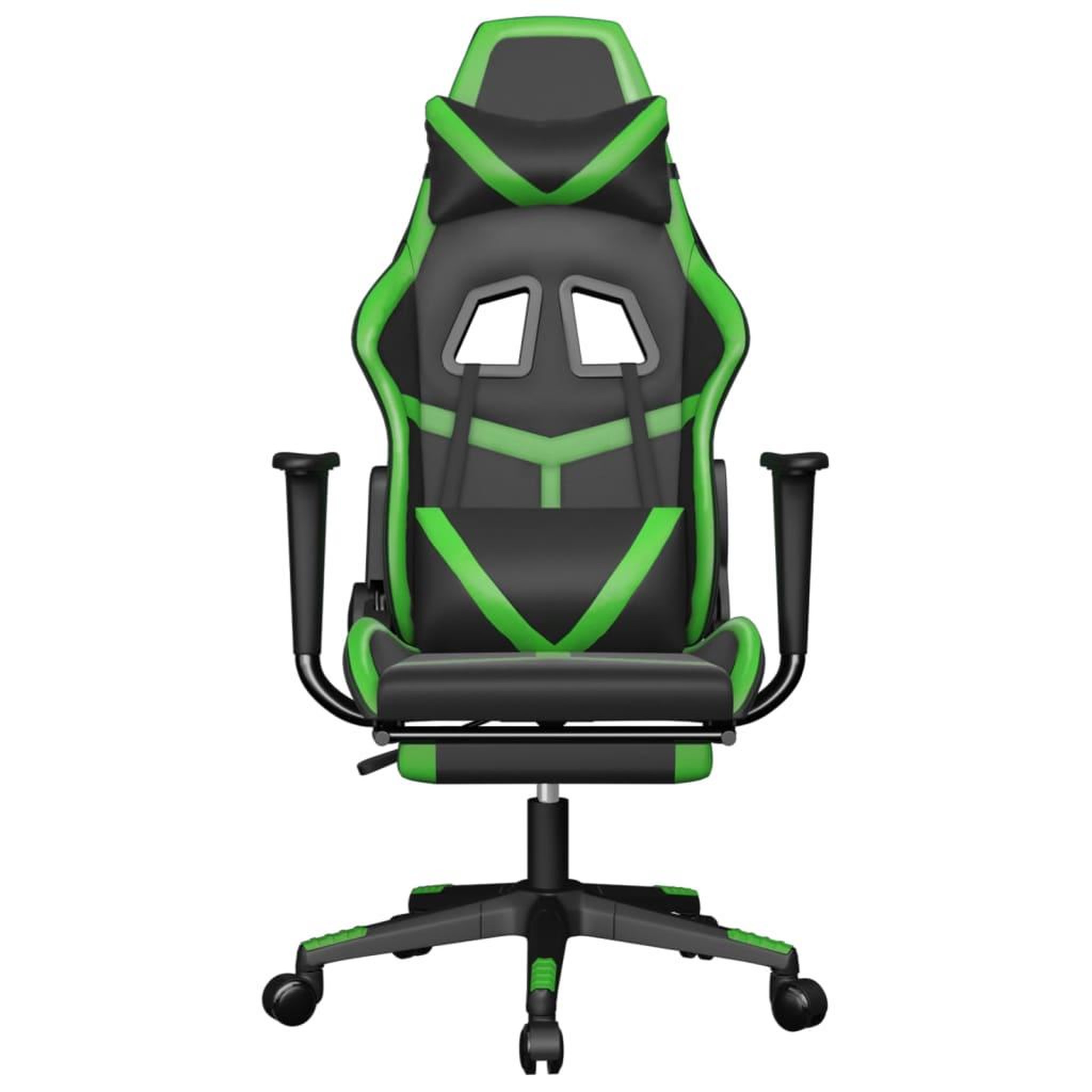 Voir la diapositive 3 : VIDAXL Chaise de jeu avec repose-pied Noir et vert Similicuir