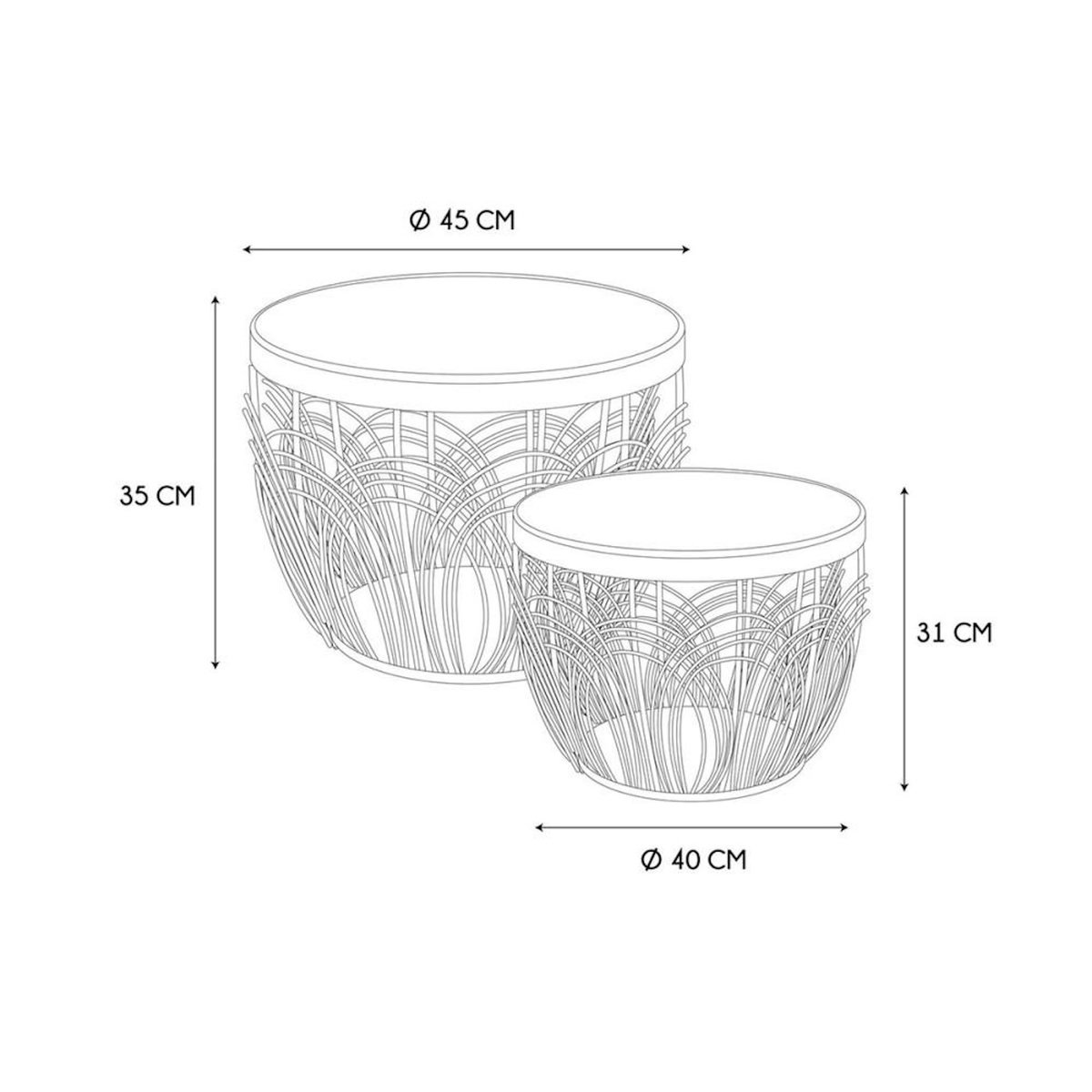 The Home Deco Factory Ensemble de 2 tables gigognes Java