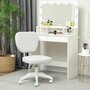 Voir la diapositive 2 : VINSETTO Chaise de bureau design Chersterfied dossier arrondi 2 boutons synthétique blanc