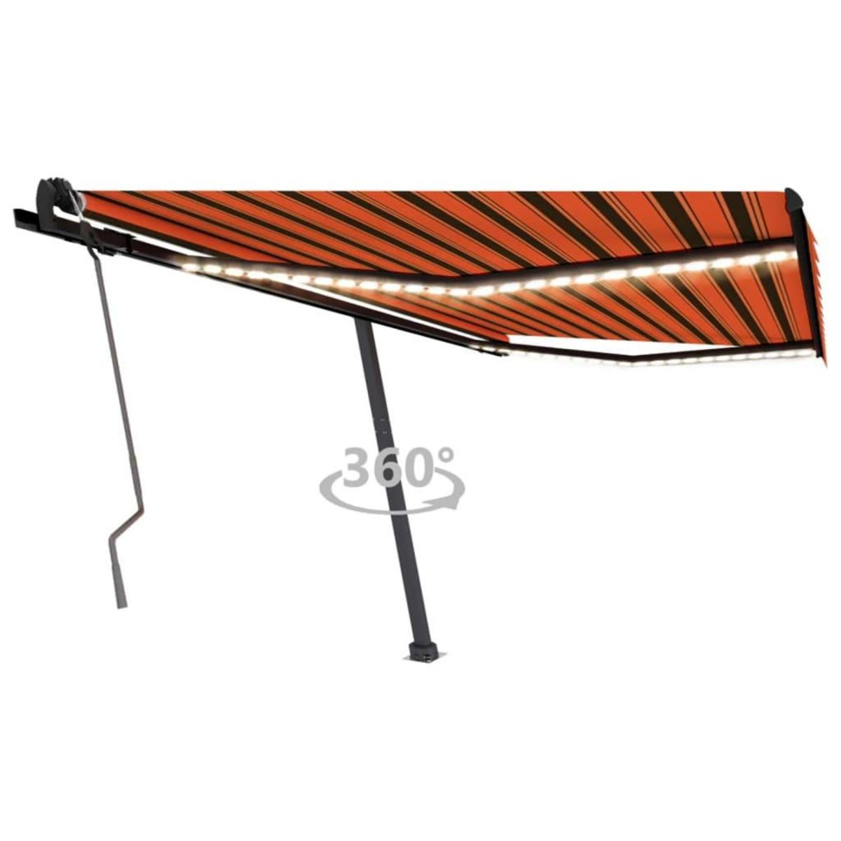 VIDAXL Auvent manuel retractable avec LED 450x350 cm Orange et marron