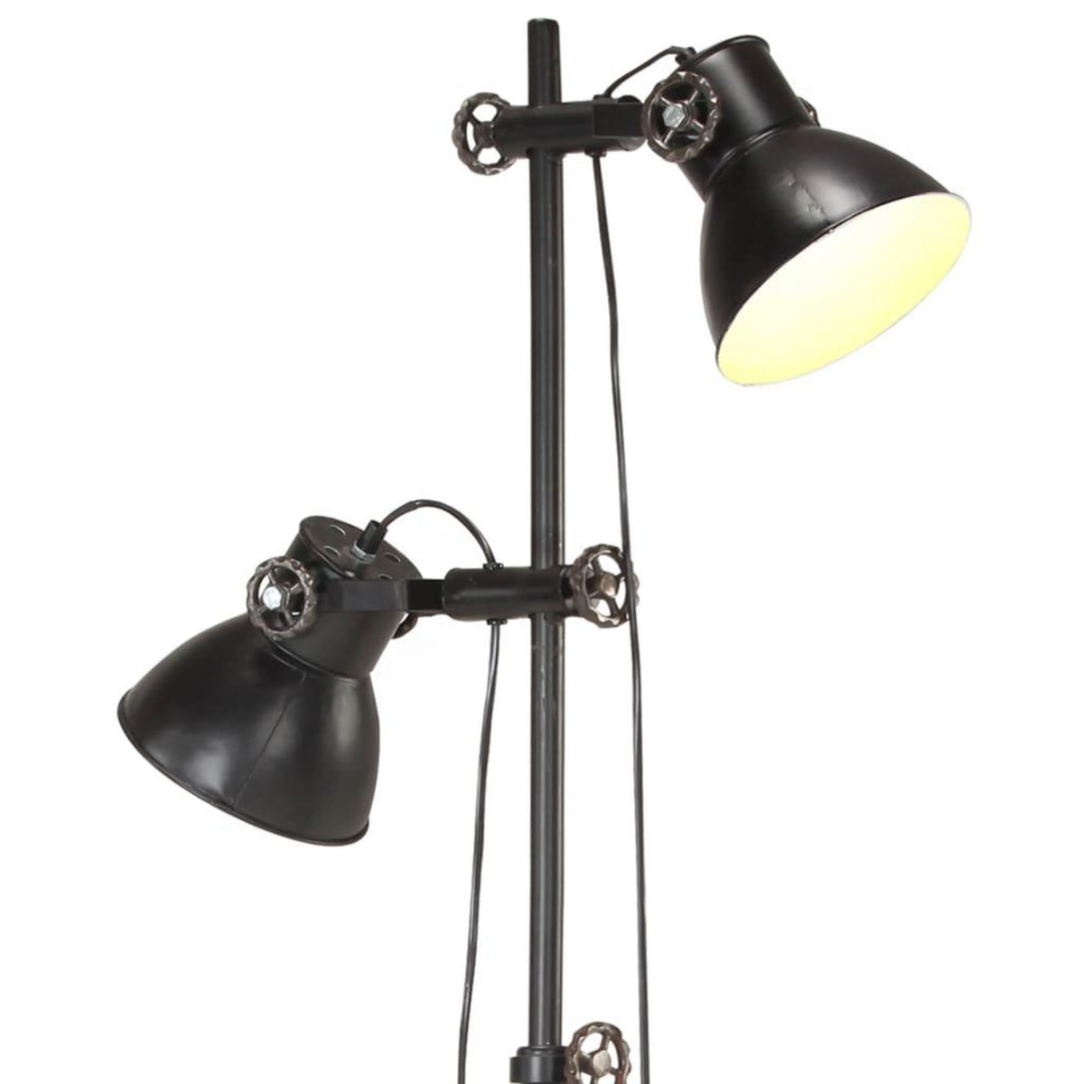 VIDAXL Lampadaire avec 2 abat-jour Noir E27 Fonte