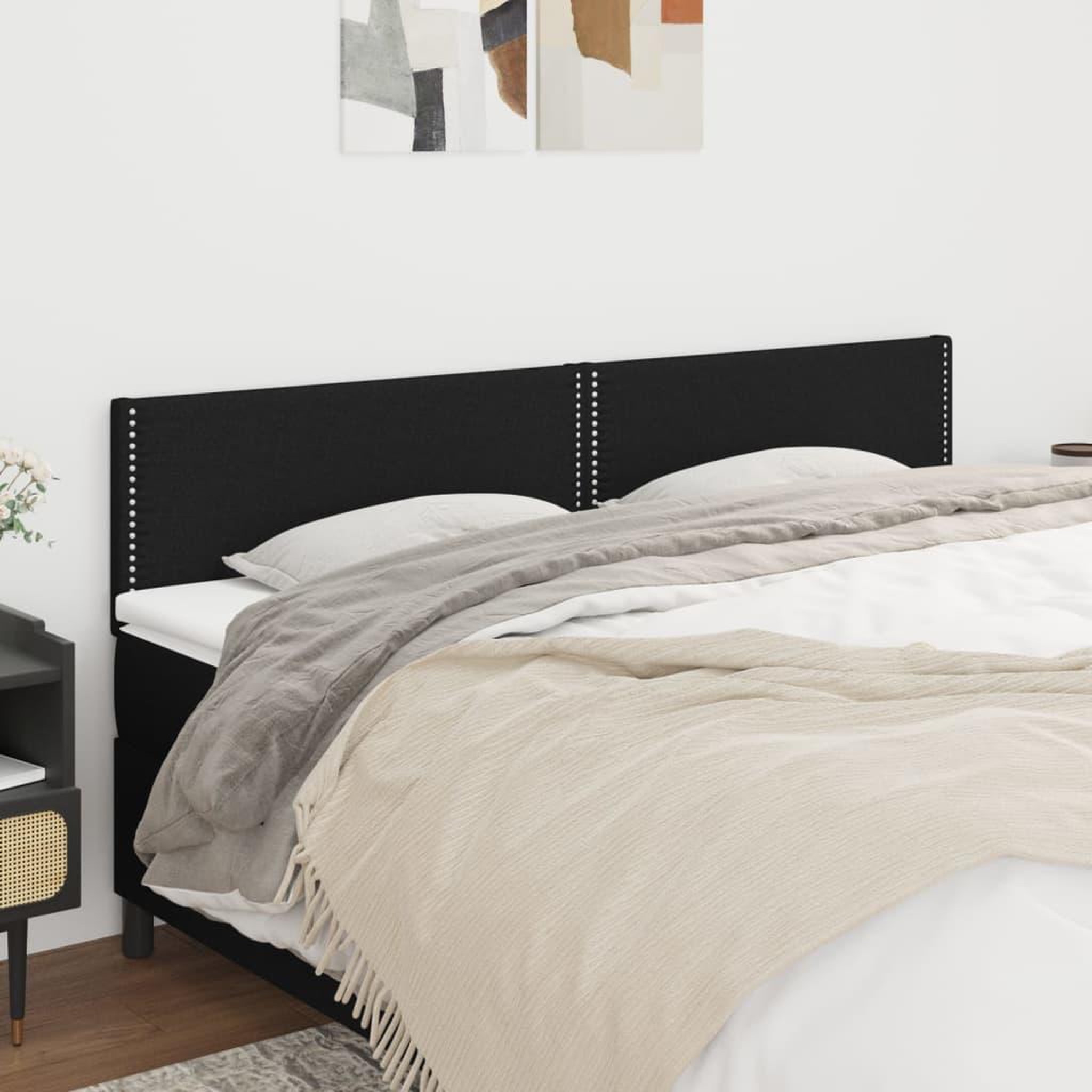 Voir la diapositive 1 : VIDAXL Tetes de lit 2 pcs Noir 90x5x78/88 cm Tissu