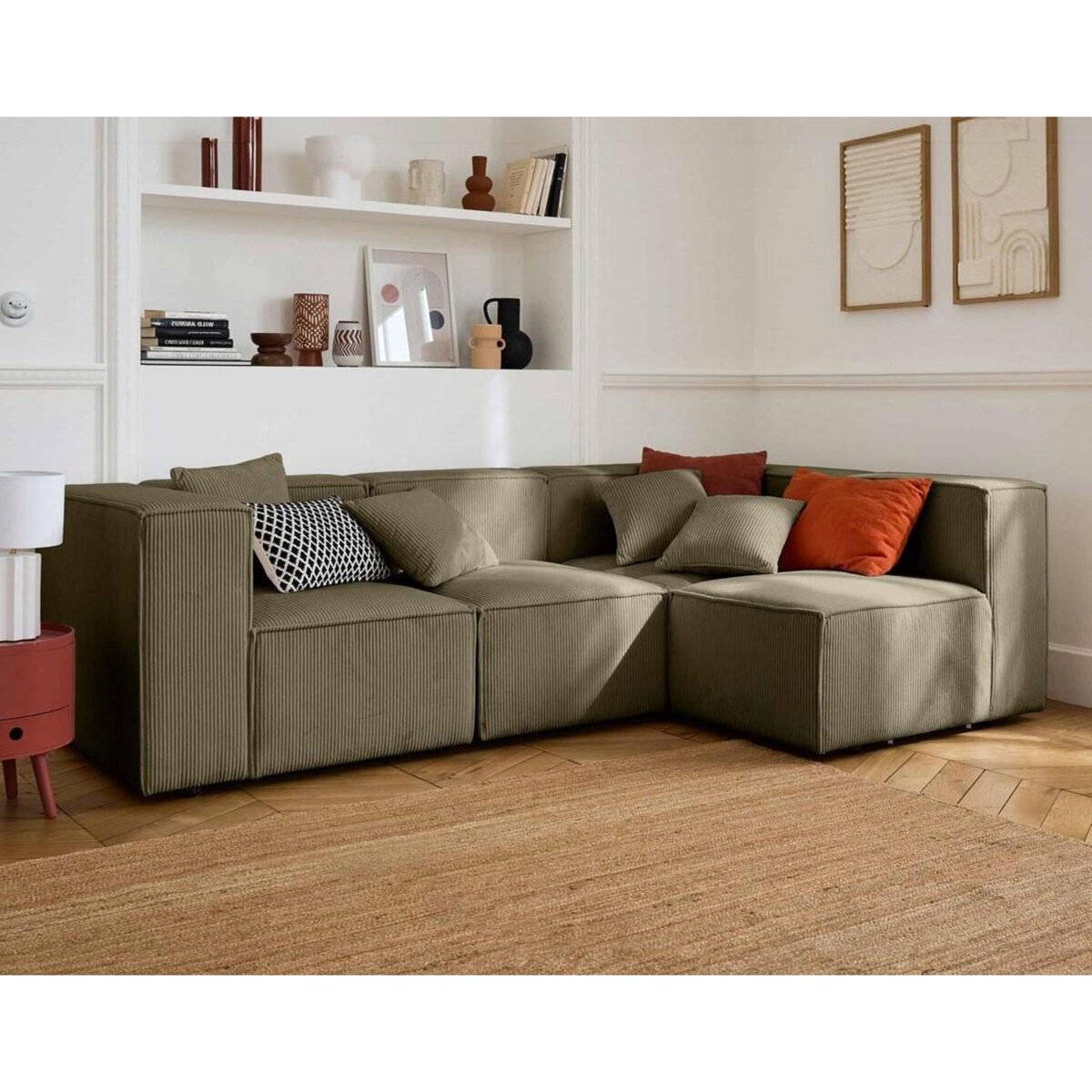 LISA DESIGN Arty - canapé modulable d'angle droit 4 places - en velours côtelé