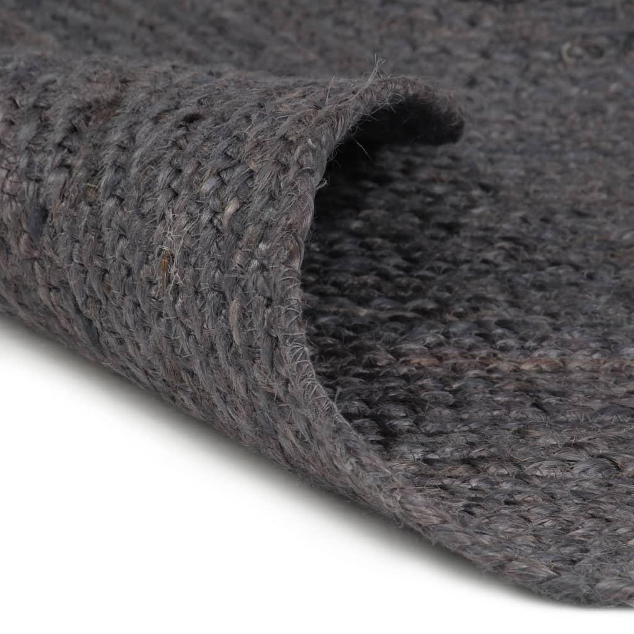 Voir la diapositive 2 : VIDAXL Tapis fait a la main Jute Rond 90 cm Gris fonce