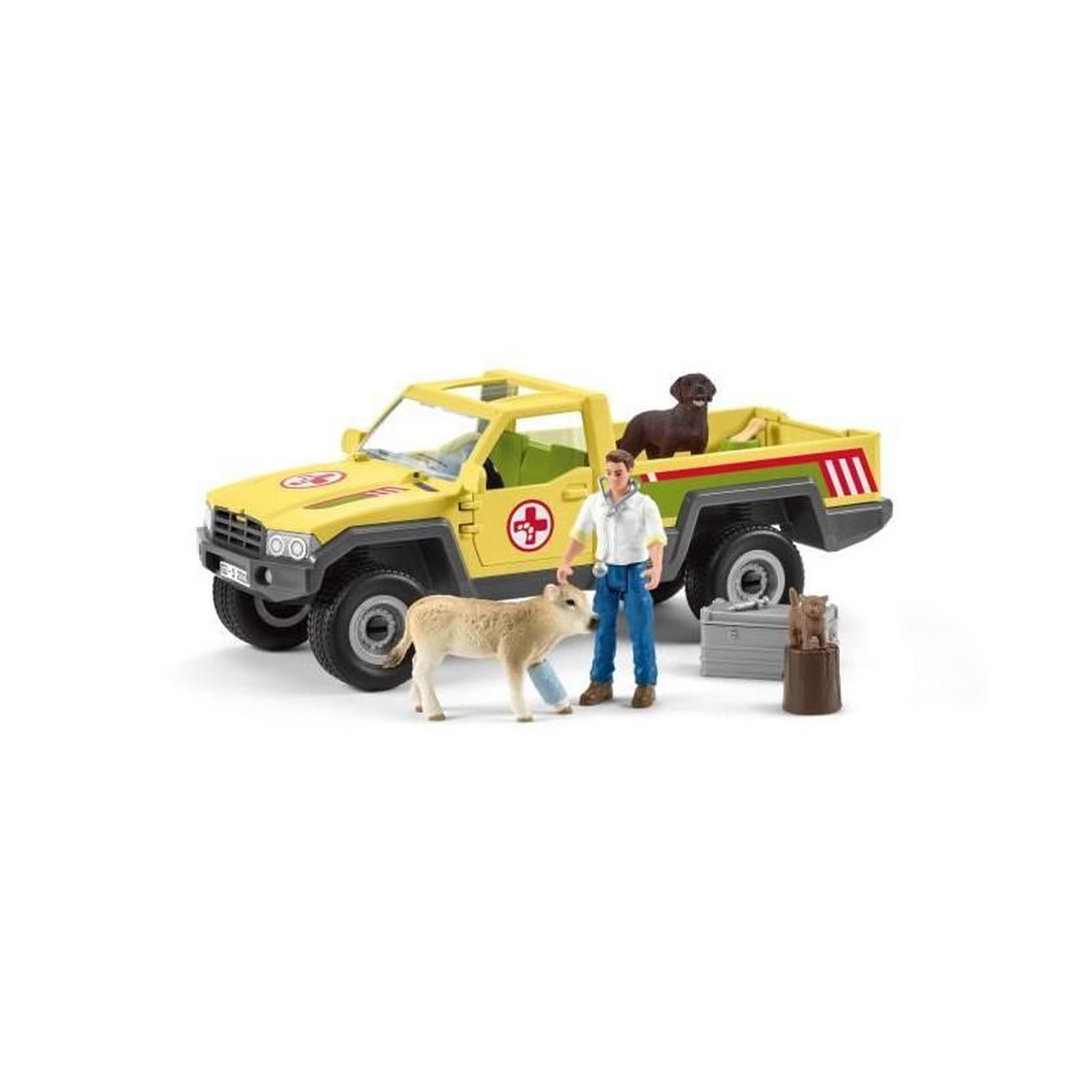 Voir la diapositive 2 : Schleich Coffret Visite du Vétérinaire a la ferme 12 Pieces - Avec Animaux de la Ferme, Véhicule et Vétérinaire - SCHLEICH - 42503 F