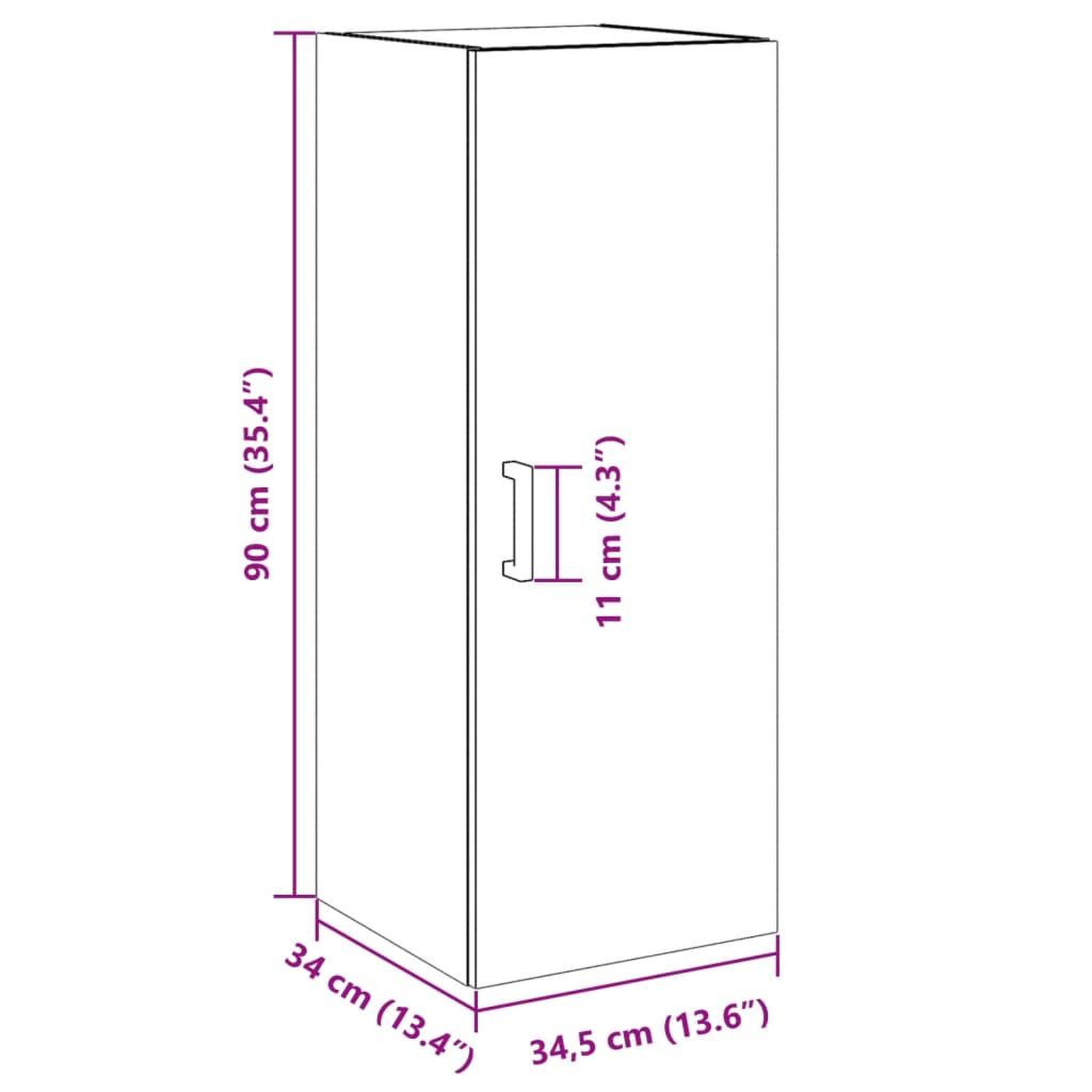 Voir la diapositive 6 : VIDAXL Armoire murale chene artisanal 34,5x34x90 cm bois d'ingenierie