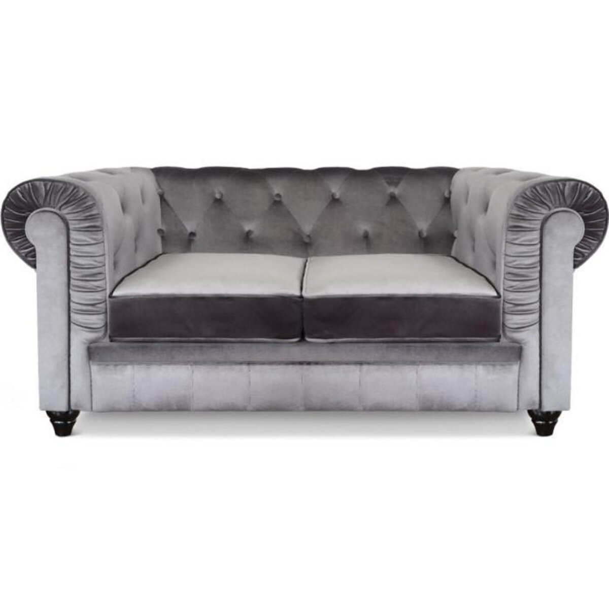 Paris Prix Canapé 2 Places Velours  Chesterfield  158cm Argent