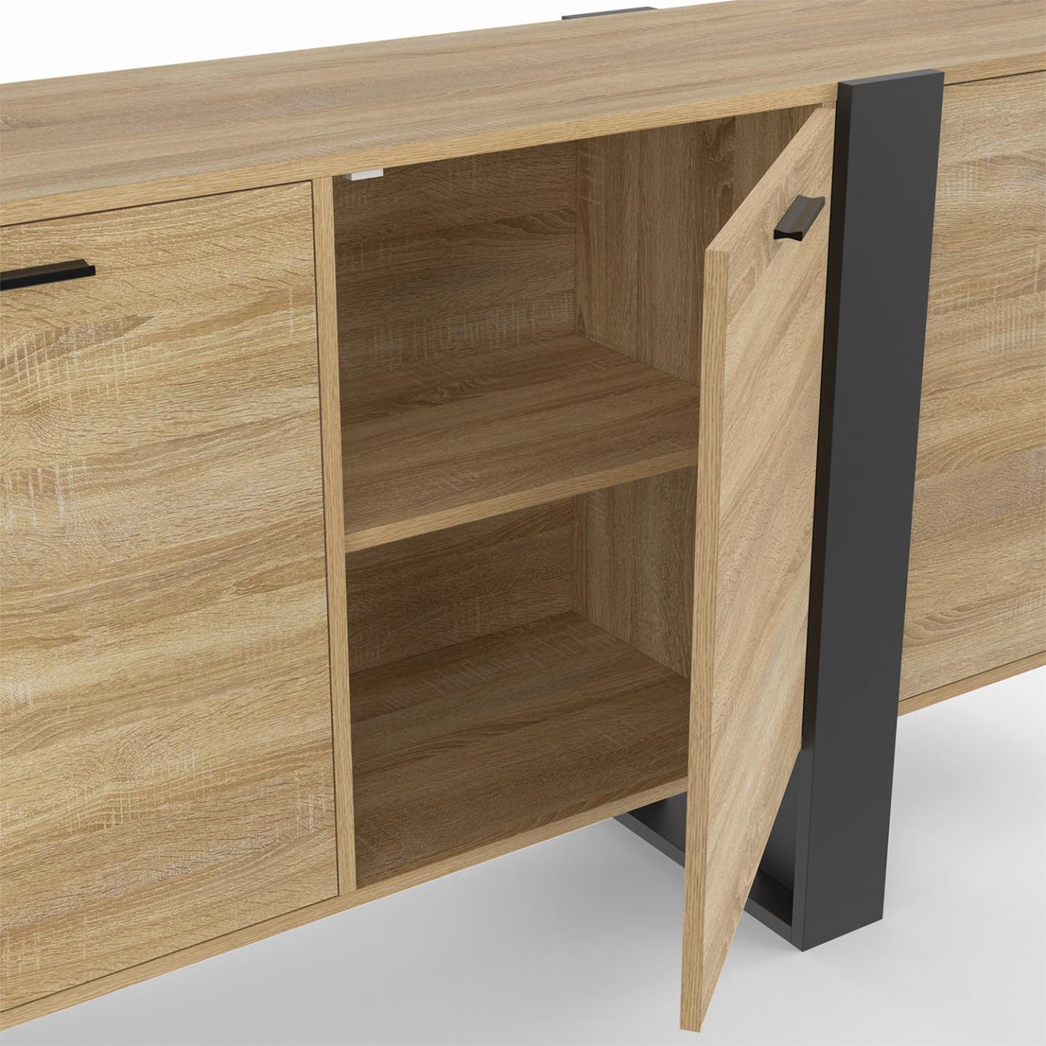 Voir la diapositive 6 : ID MARKET Buffet enfilade 200 cm phoenix xxl 4 portes bois et noir