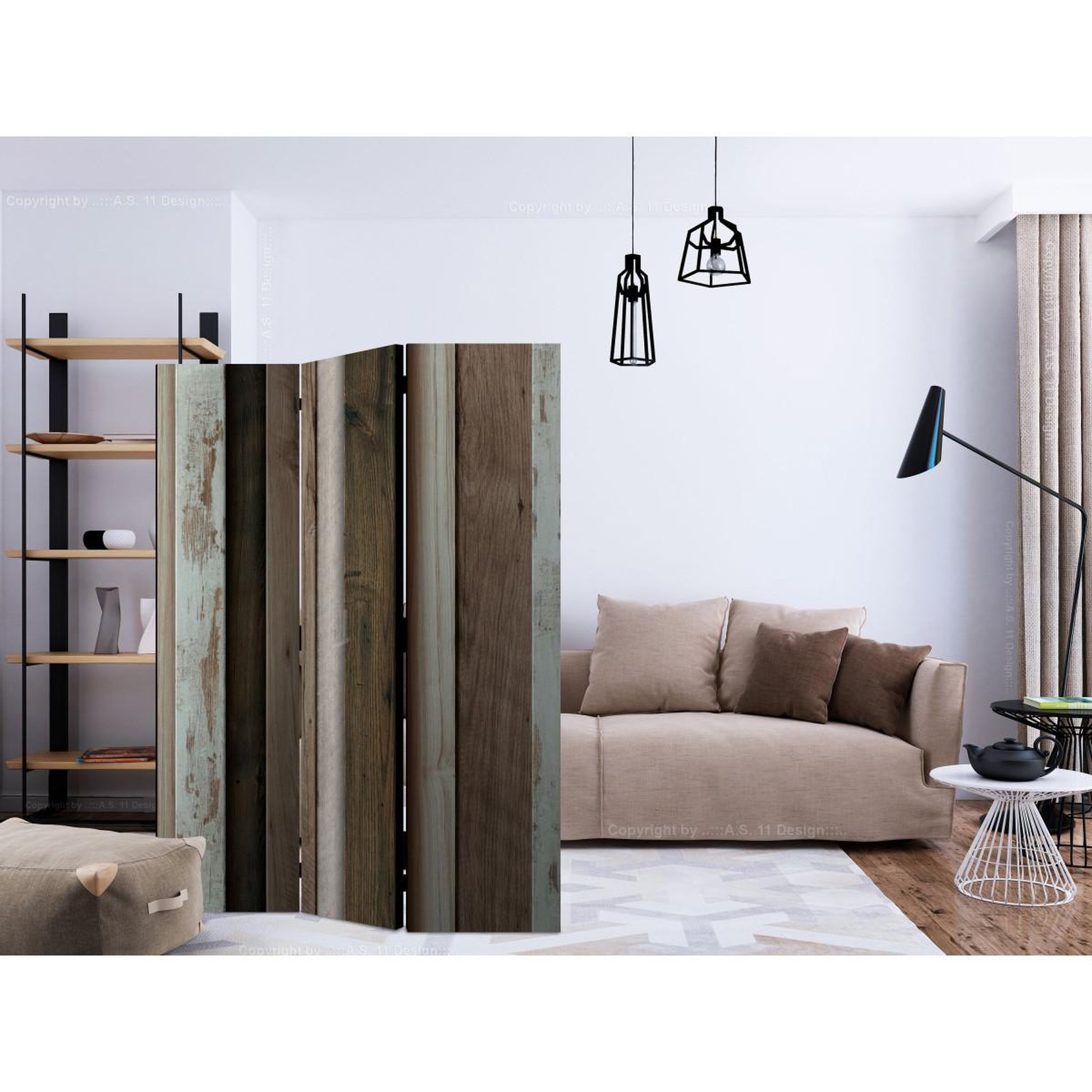 Voir la diapositive 2 : Paris Prix Paravent 3 volets  wooden fan  135x172cm