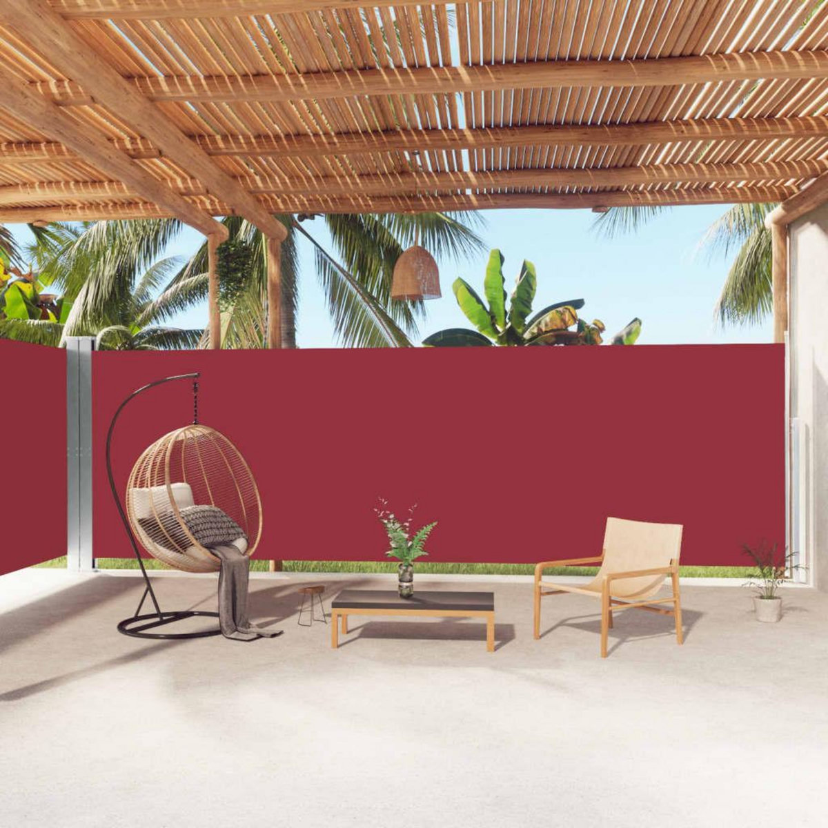 VIDAXL Auvent lateral retractable Rouge 200x1000 cm