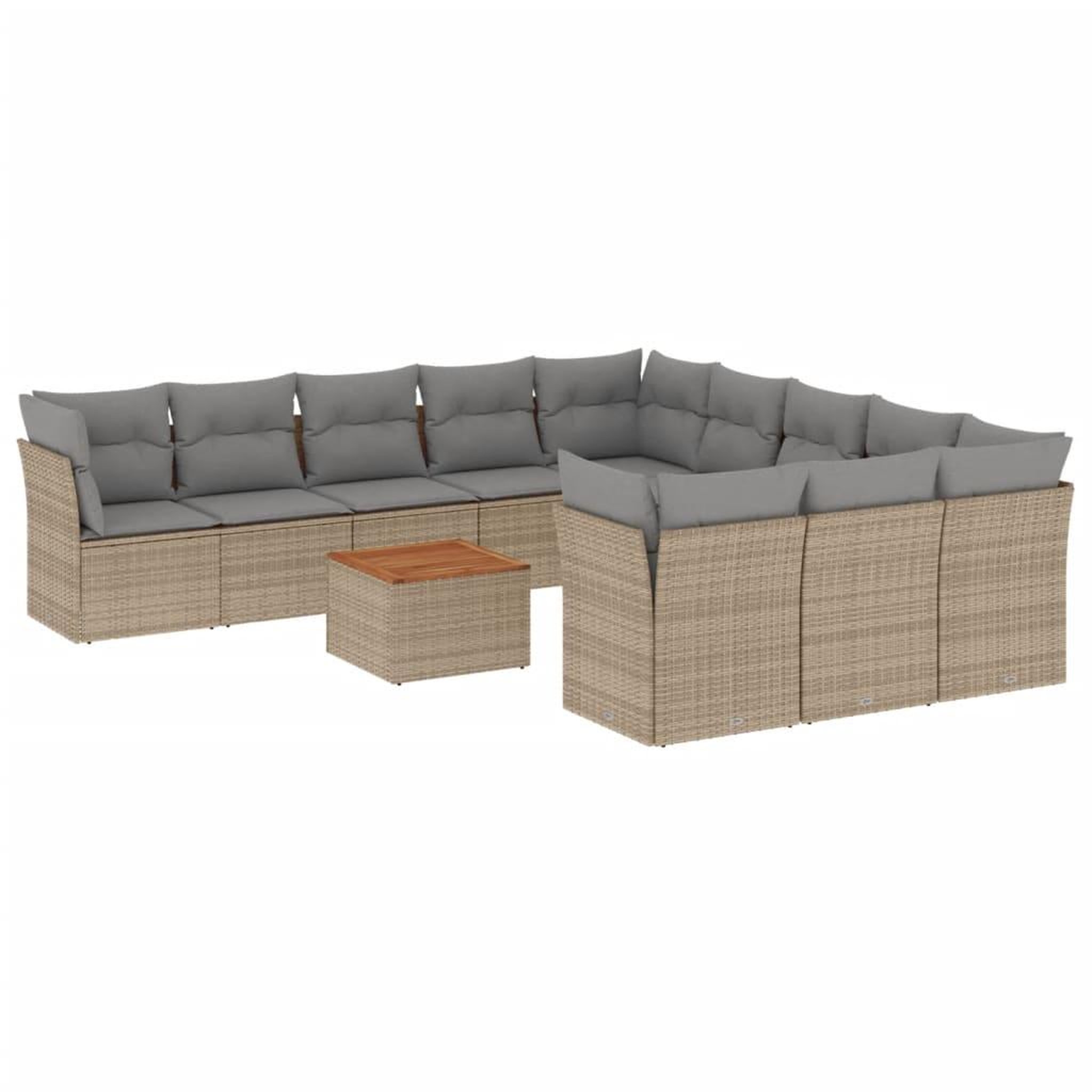 Voir la diapositive 2 : VIDAXL Salon de jardin et coussins 12 pcs melange beige resine tressee