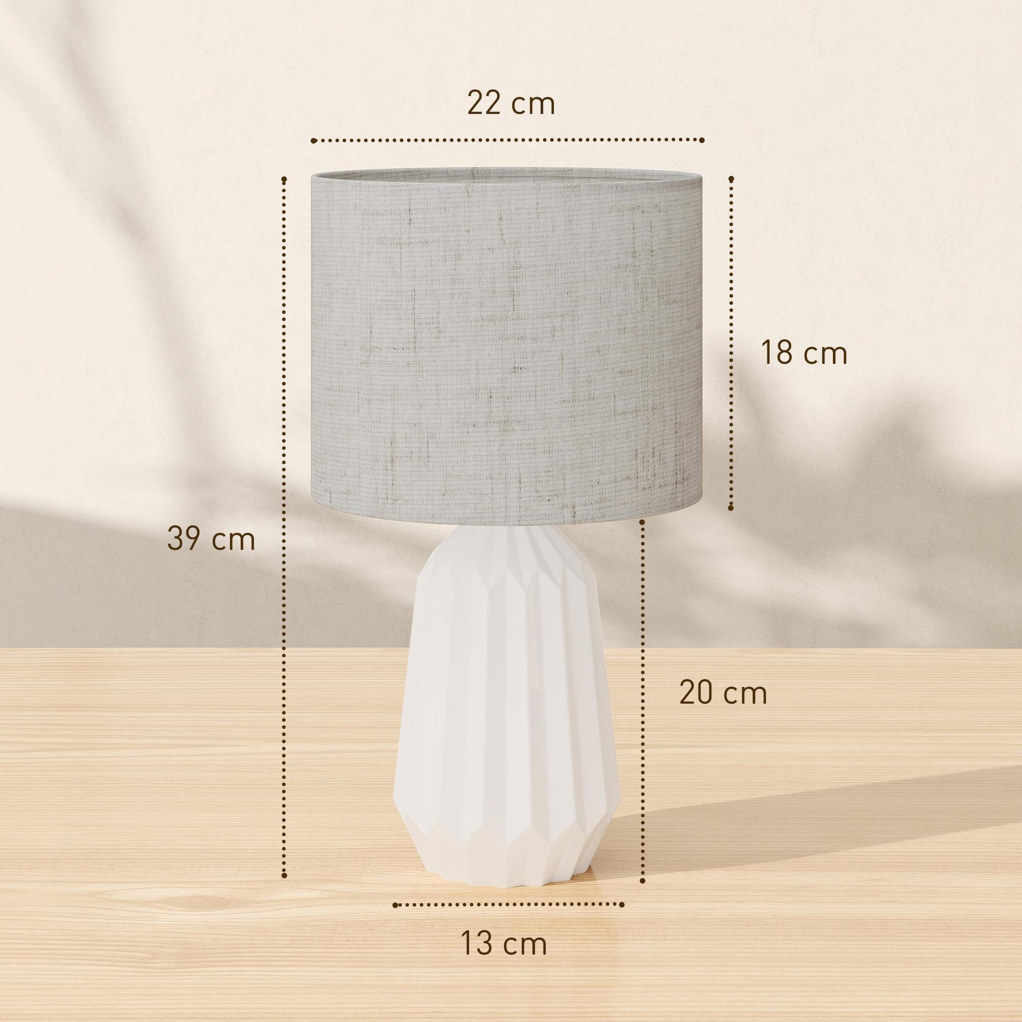 Voir la diapositive 3 : HOMCOM Lampe de table design néo-rétro céramique géométrique lin