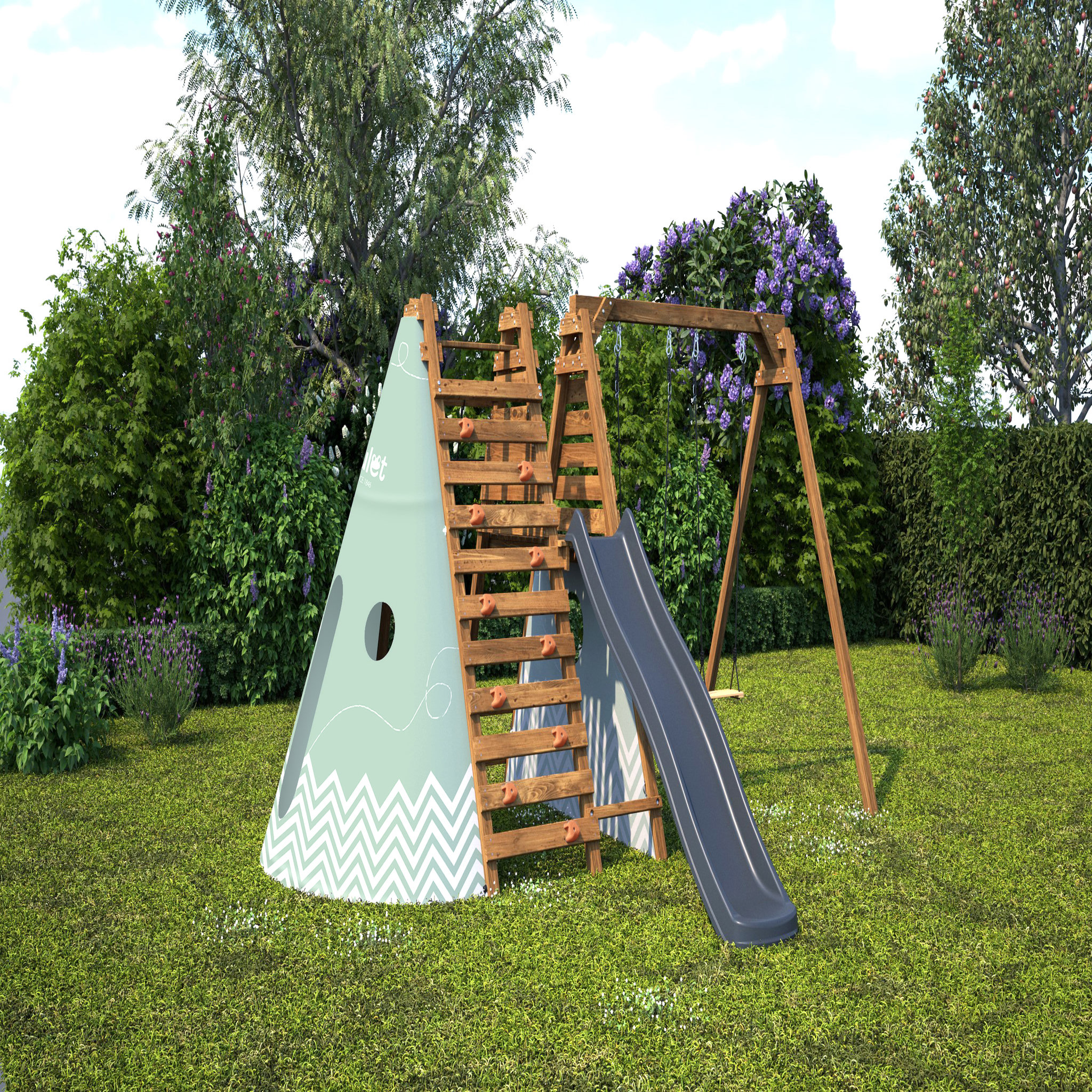 Voir la diapositive 1 : Soulet Aire de jeux avec toboggan - Bois - H2,24m - OLYMPIC APOLLON