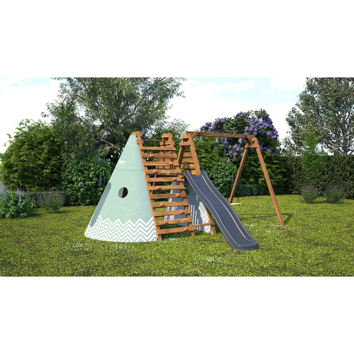 Soulet Aire de jeux avec toboggan - Bois - H2,24m - OLYMPIC APOLLON