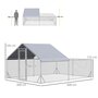 PAWHUT Enclos poulailler chenil 12 m² - parc grillagé dim 4L x 3l x 1,95H m - espace couvert - acier galvanisé