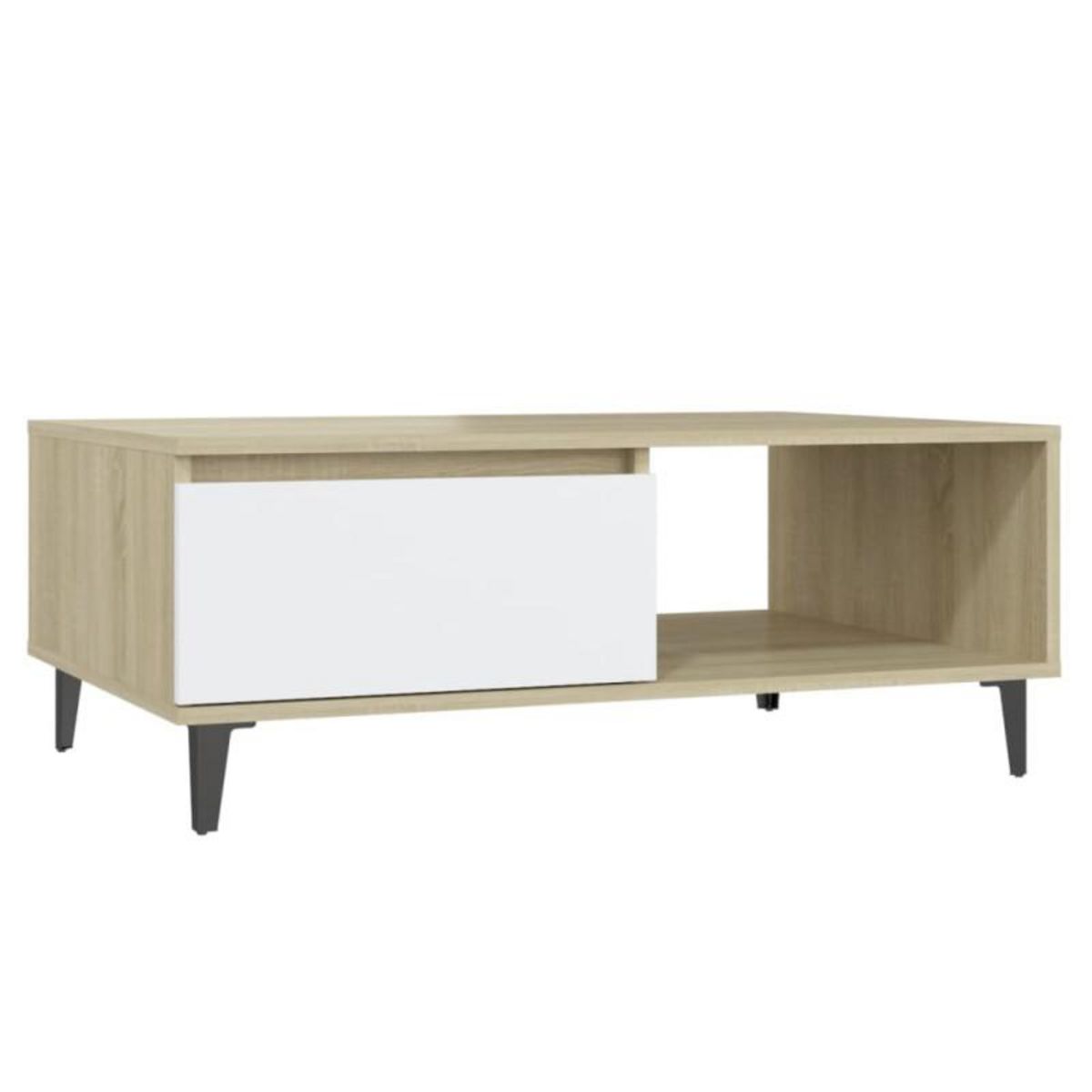 VIDAXL Table basse blanc et chêne sonoma 90x60x35 cm bois d ingénierie