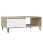 Voir la diapositive 2 : VIDAXL Table basse blanc et chêne sonoma 90x60x35 cm bois d ingénierie