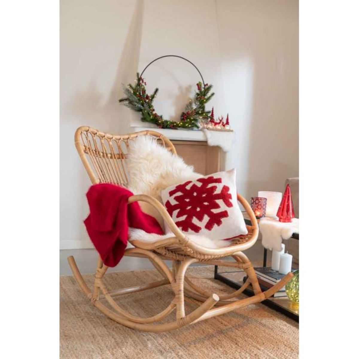 Paris Prix Coussin Déco  Glaçon  45x45cm Rouge & Blanc