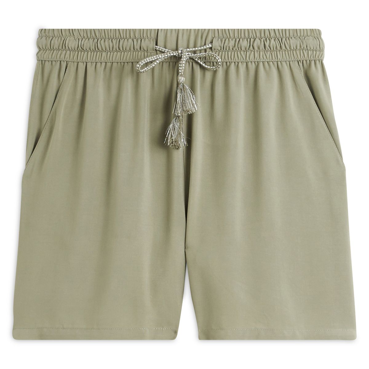 INEXTENSO Short viscose vert kaki femme