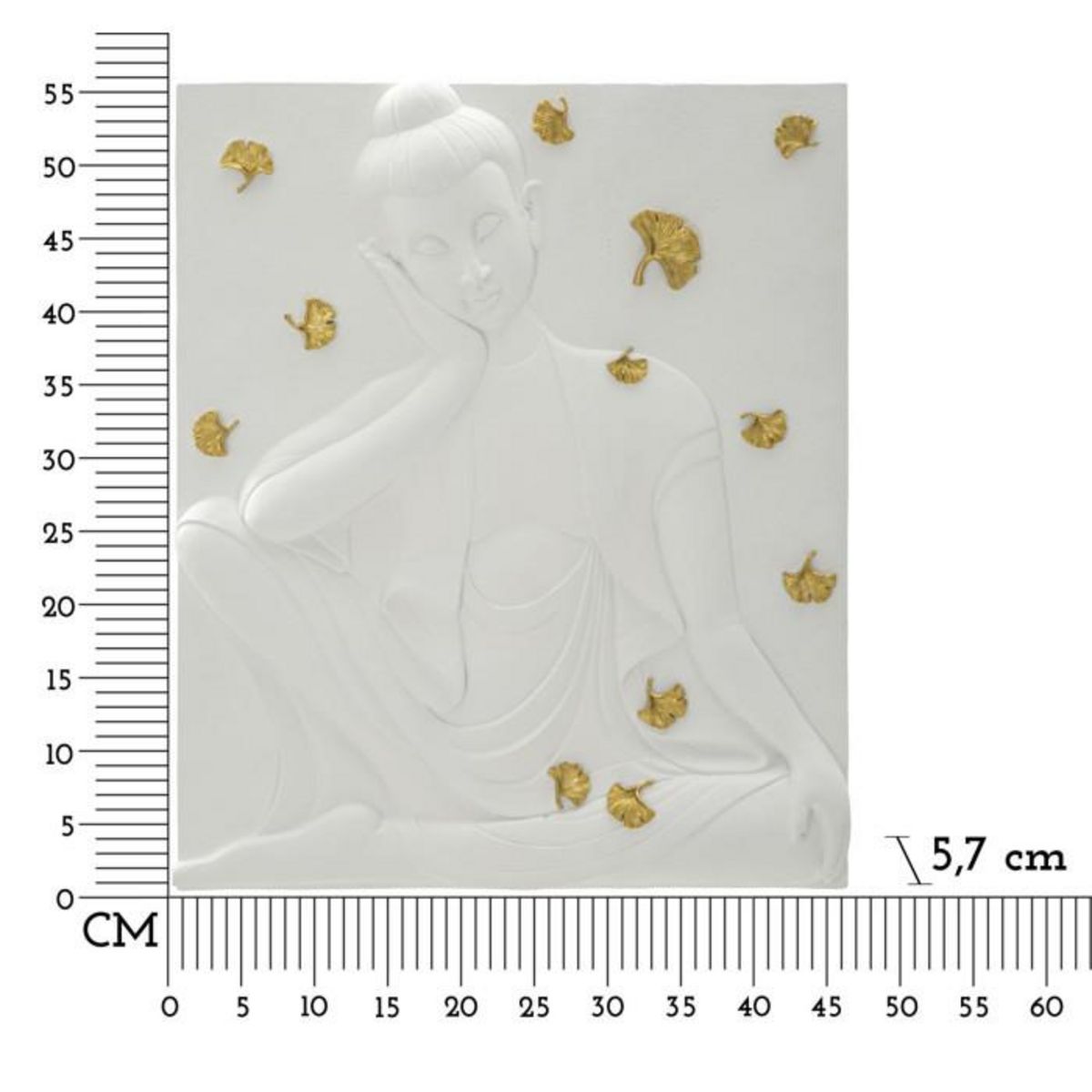 Paris Prix Décoration Murale en Résine  Bouddha  55cm Blanc & Or