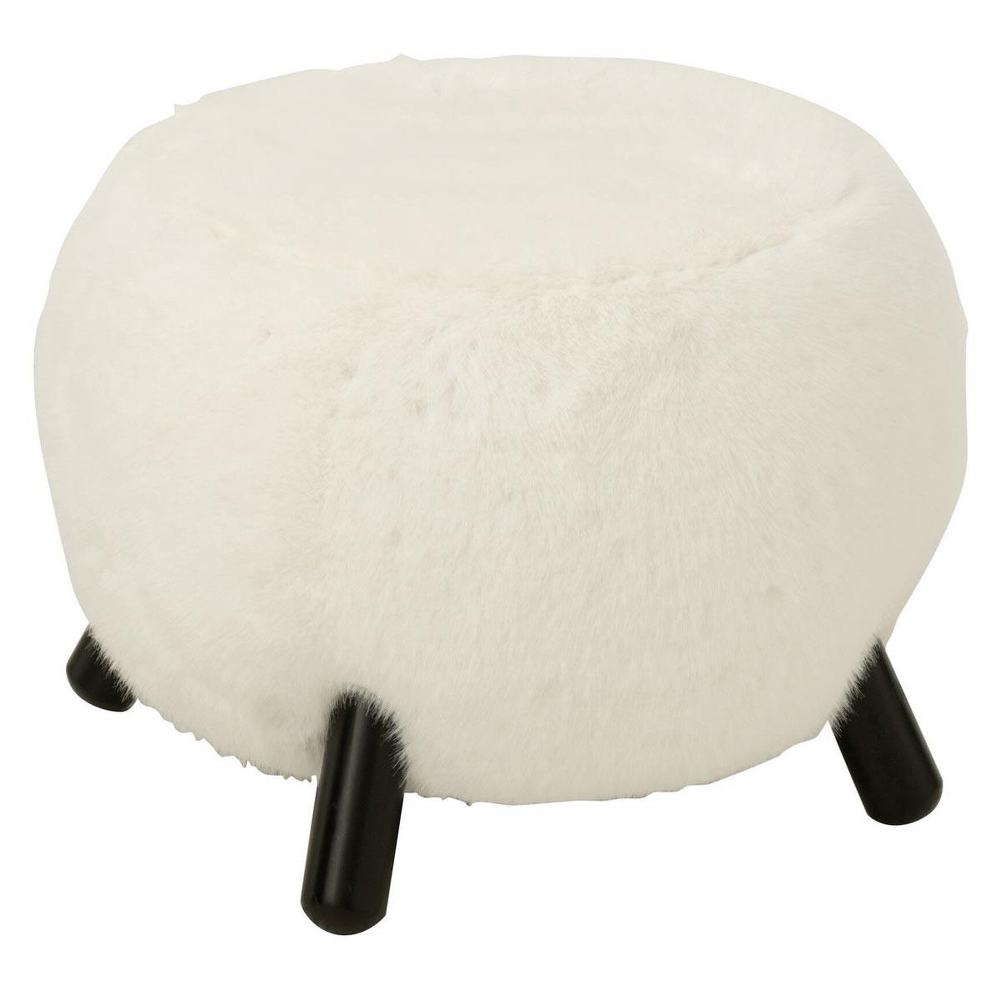 J-LINE Tabouret imitation fourrure  bun  53cm blanc