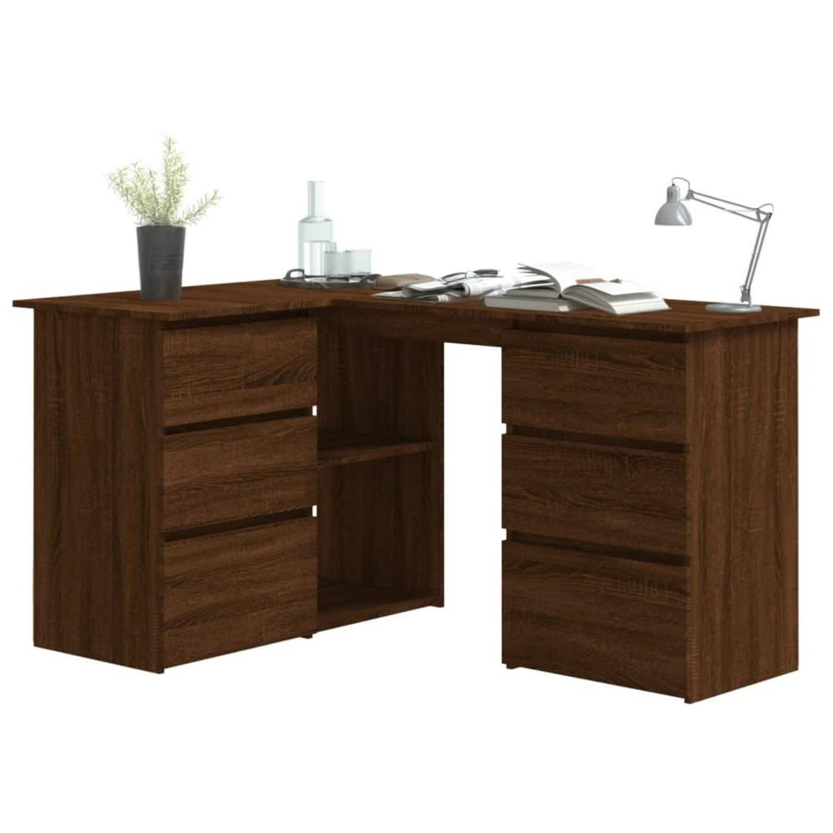 VIDAXL Bureau d'angle Chene marron 145x100x76 cm Bois d'ingenierie