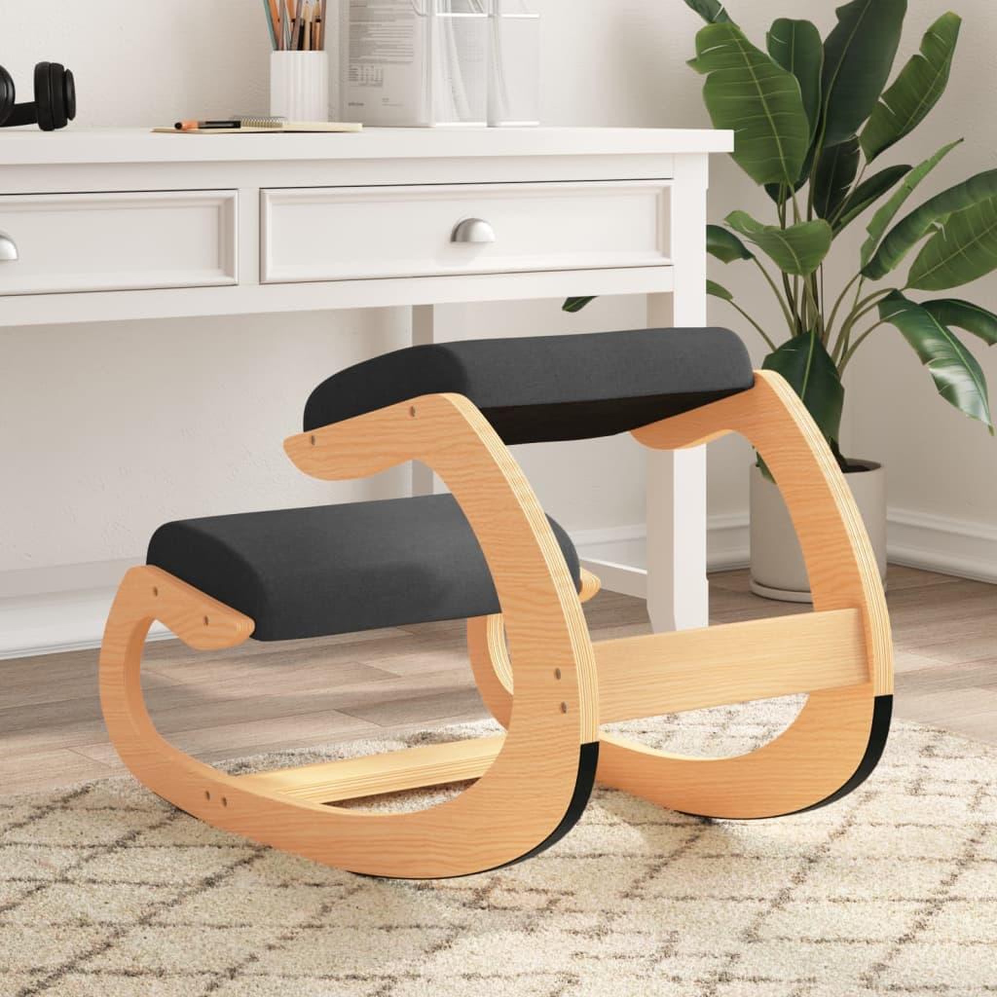 VIDAXL Chaise assis-genoux noir 55x84x55 cm contreplaque de bouleau