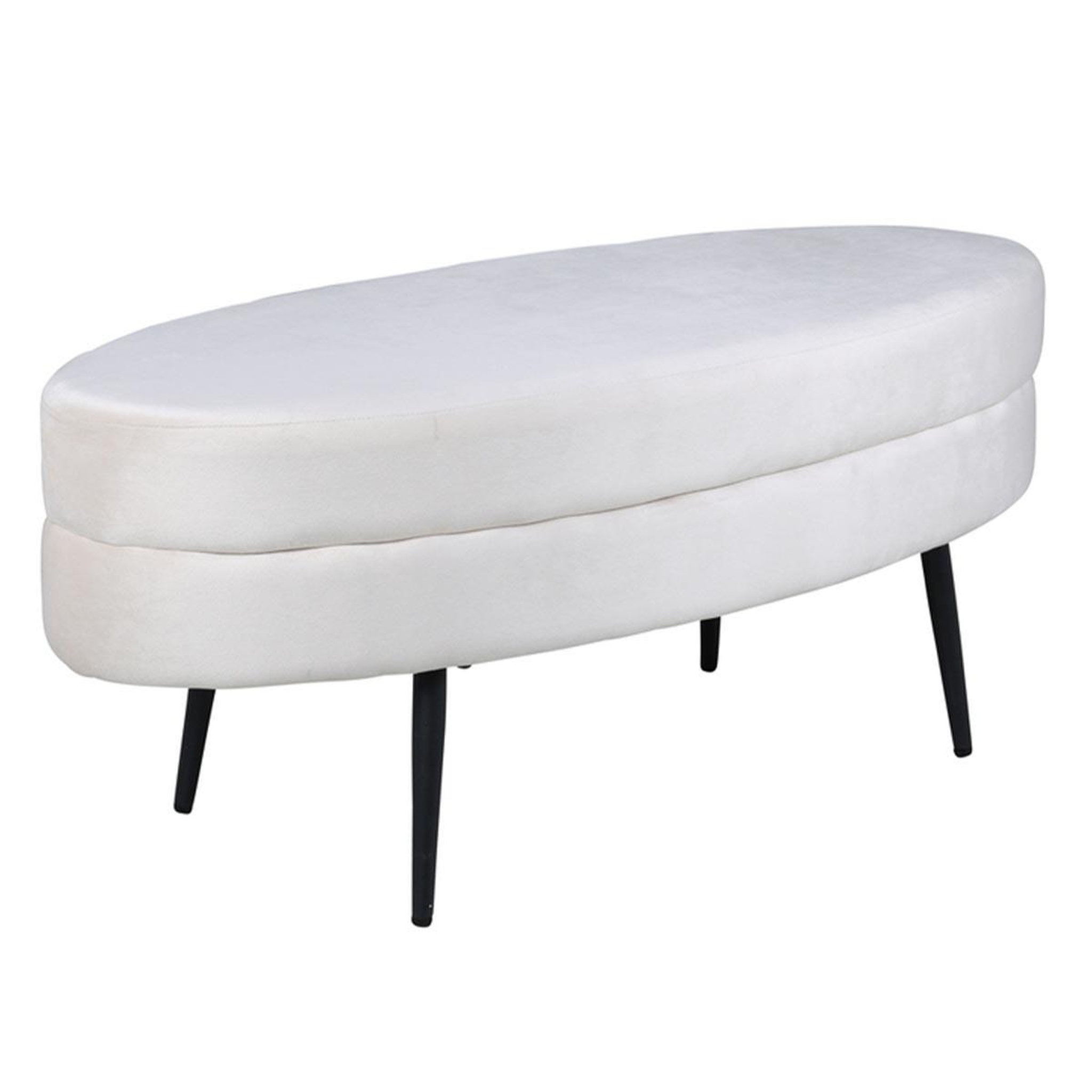 Paris Prix Pouf design en velours  otto  100cm blanc cassé