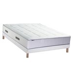 IDLITERIE Ensemble matelas mémoire de forme BELLAGIO 2 avec sommier tapissier. Coloris disponibles : Vert, Bleu, Blanc, Noir
