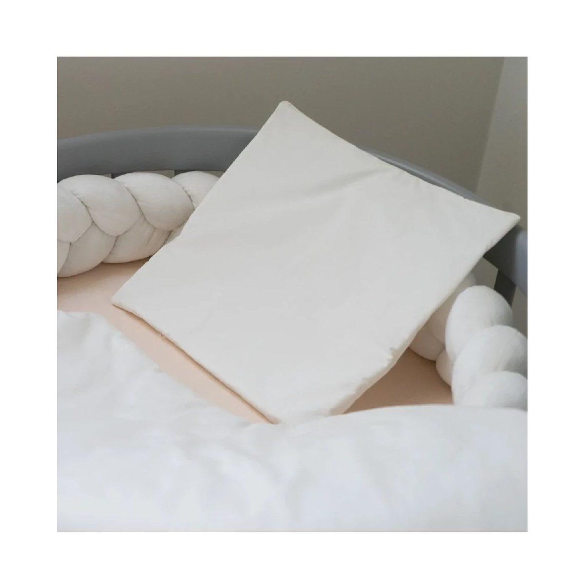 Voir la diapositive 2 : WALDIN Parure de lit bébé couette et oreiller 120 × 90 cm - taille L - écru uni