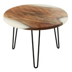 Paris Prix Table d'Appoint Ronde en Bois  Douglas  38cm Naturel & Blanc