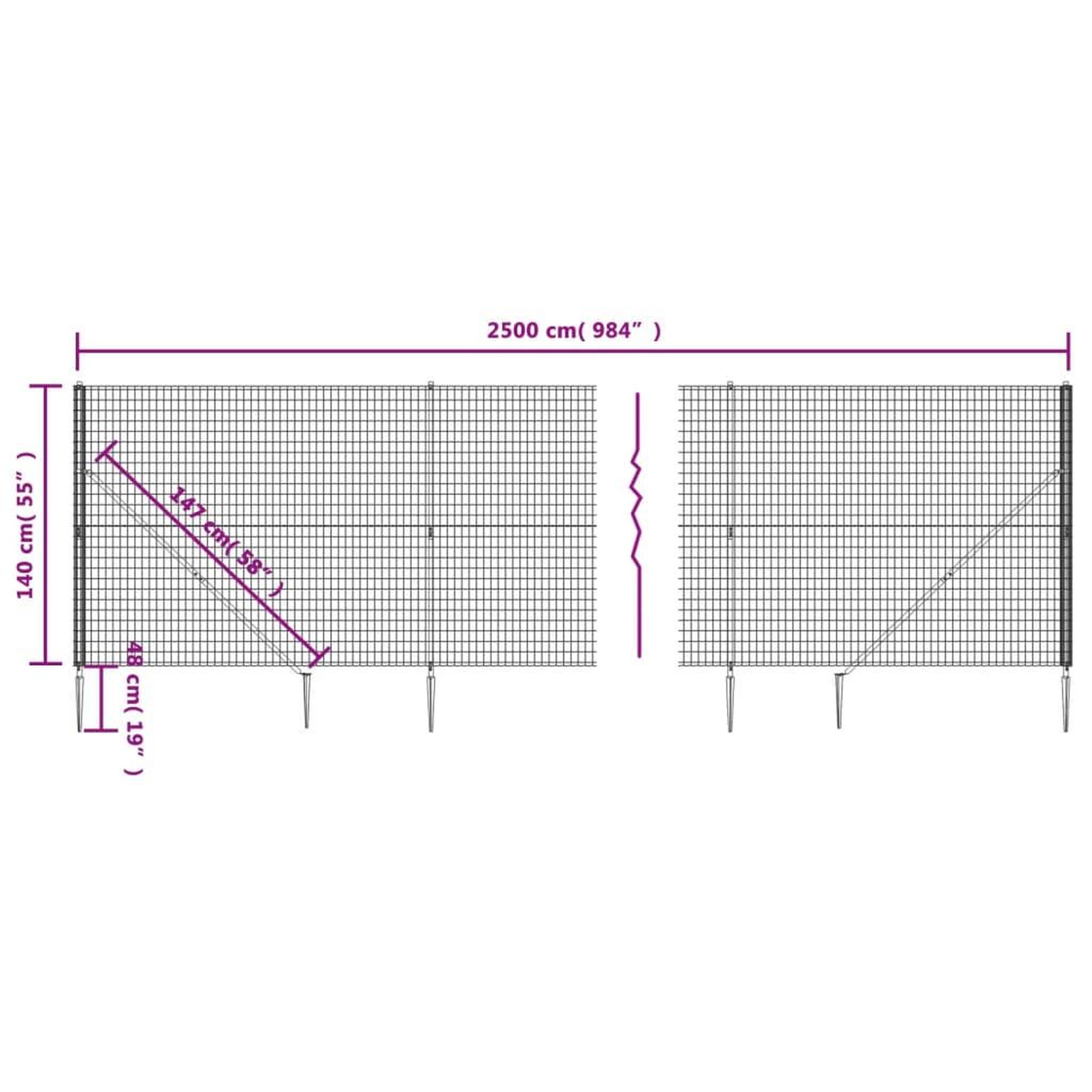 Voir la diapositive 5 : VIDAXL Cloture en treillis metallique et ancrage anthracite 1,4x25 m