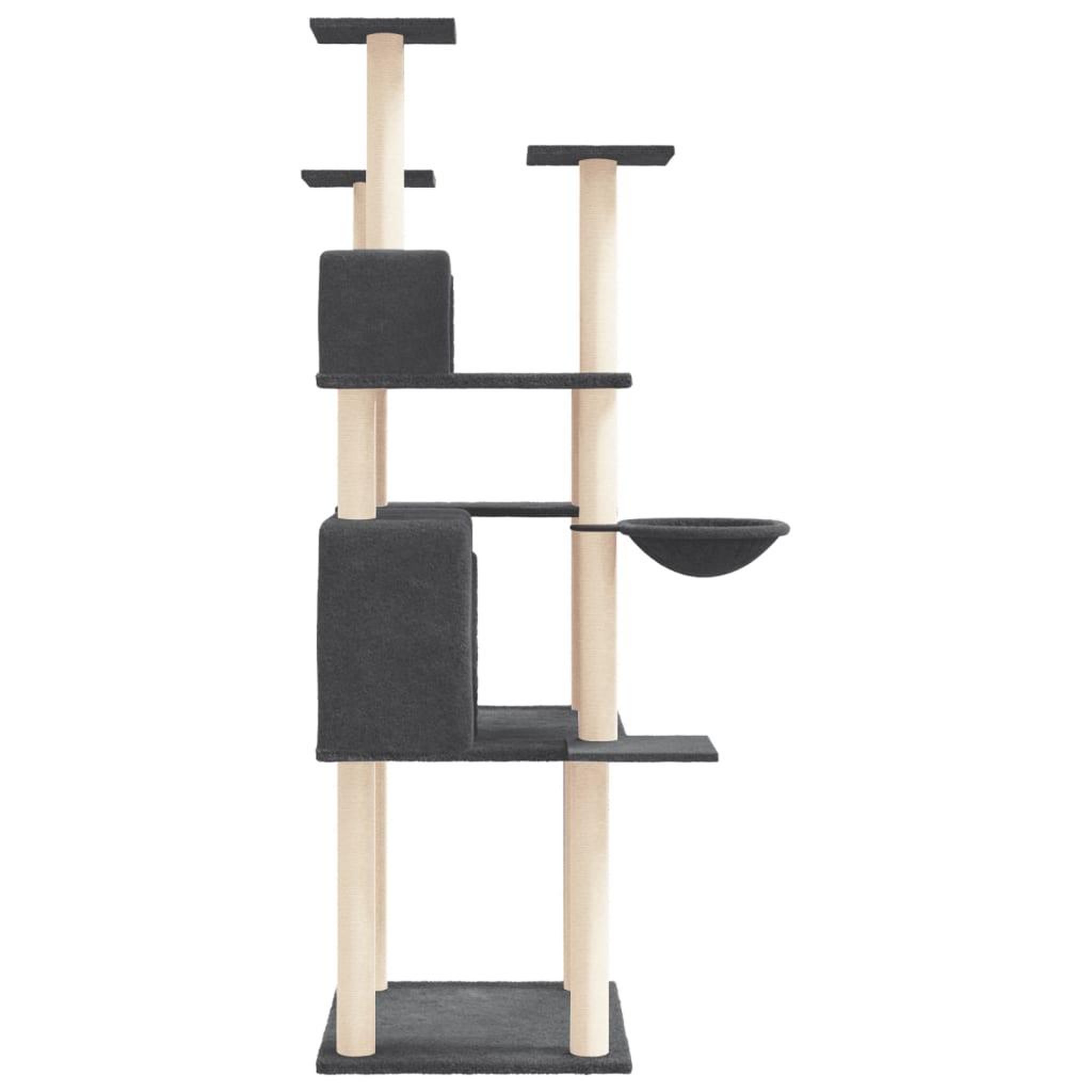 Voir la diapositive 4 : VIDAXL Arbre a chat avec griffoirs en sisal Gris fonce 166 cm
